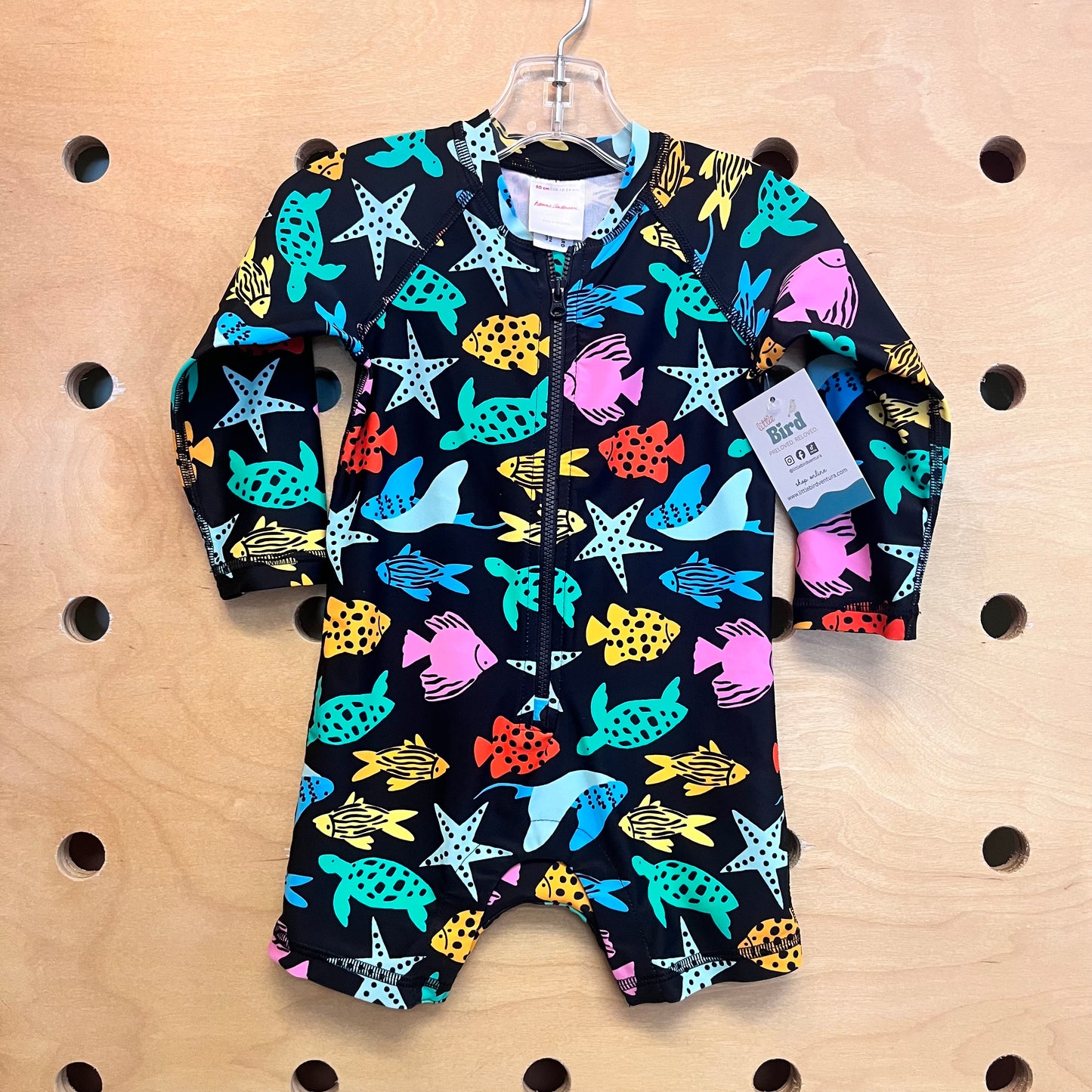 Black/Colorful Fish Swimsuit