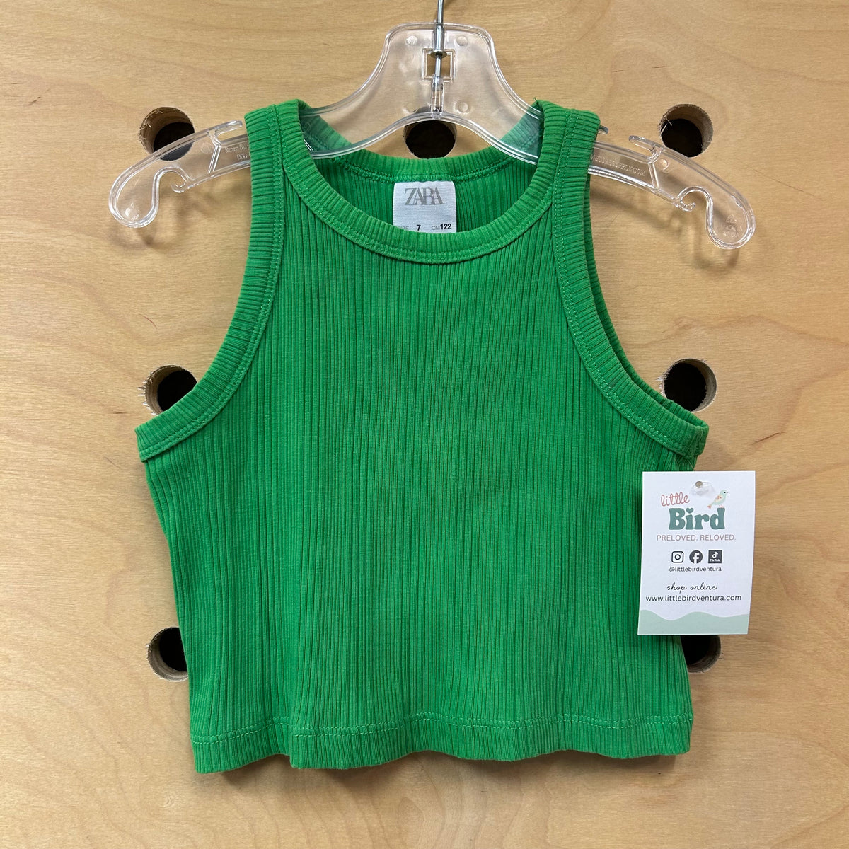 Green Ribbed Crop Tank