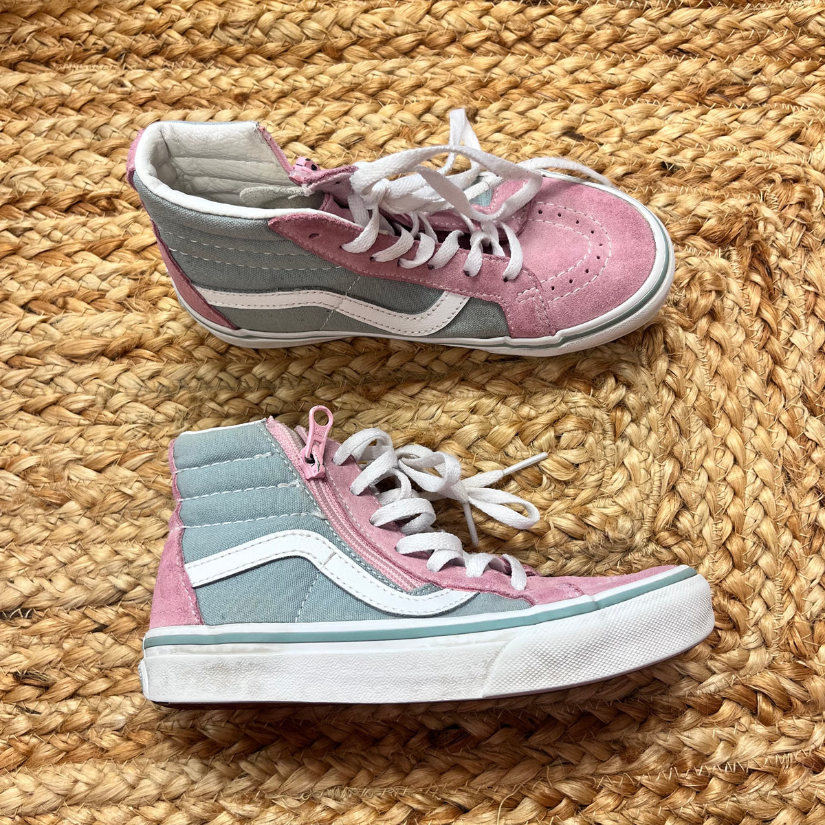 Pastel Pink/Blue Zip High-Top Sneakers