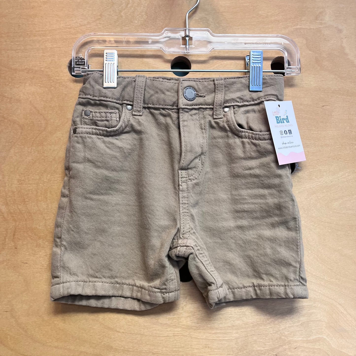Beige Denim Shorts