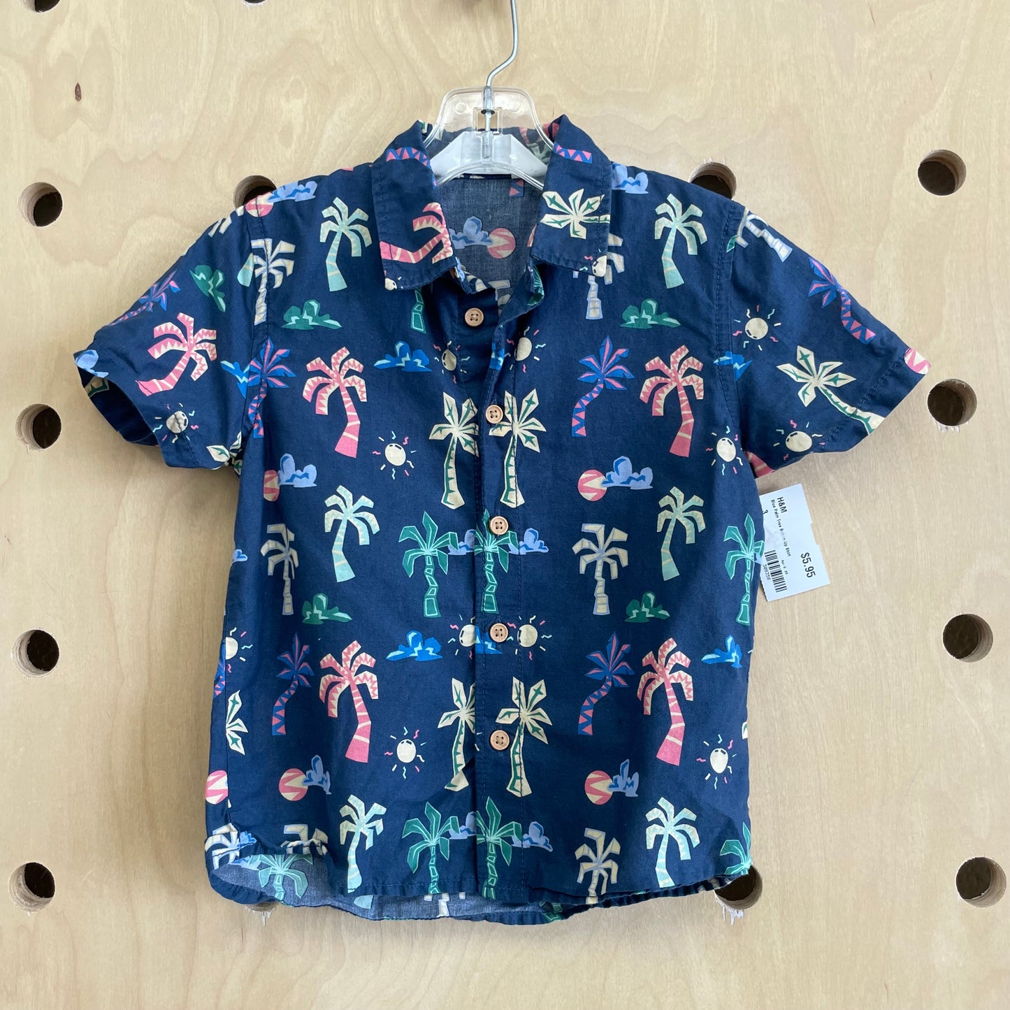 Blue Palm Tree Button Up Shirt