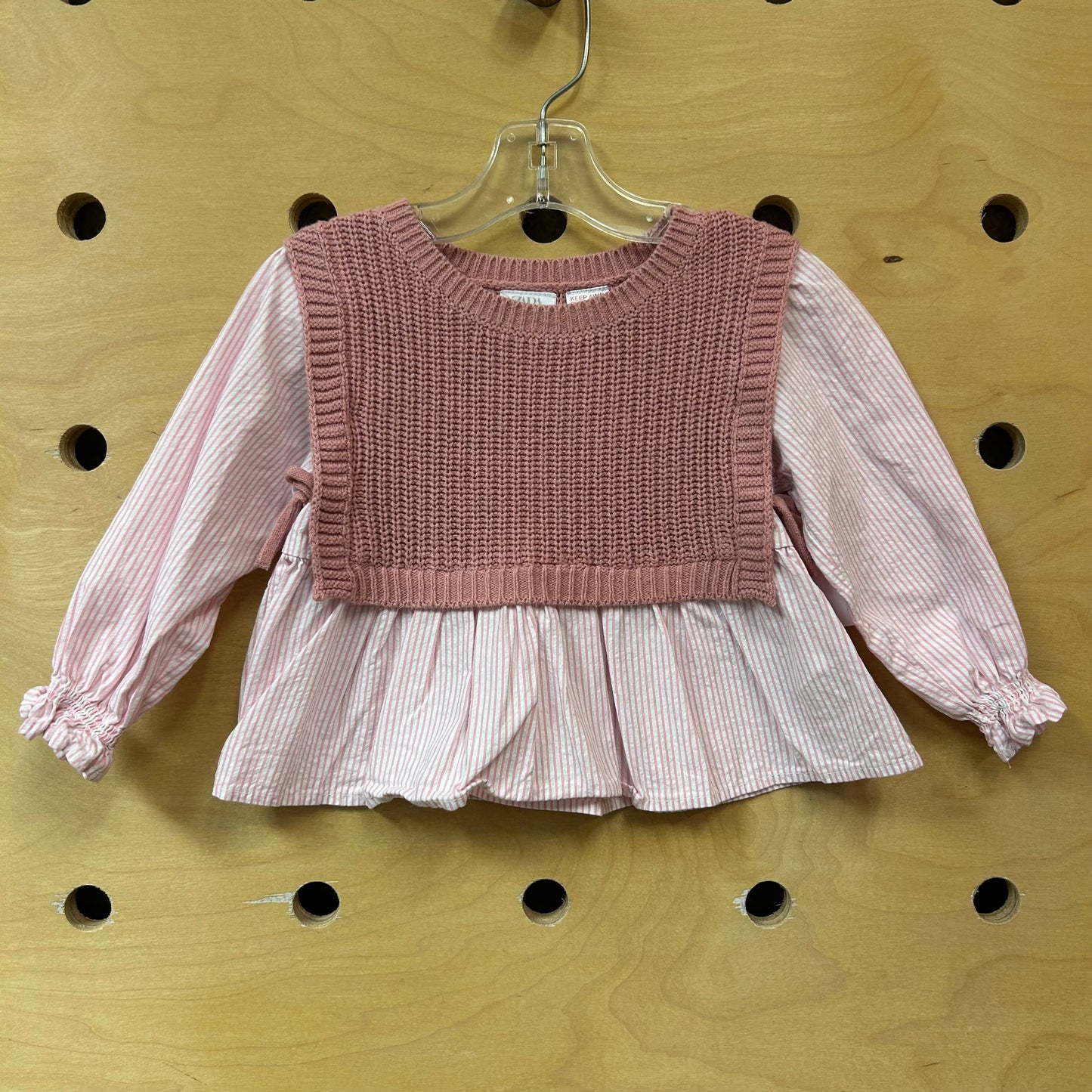 Pink Striped/Knit Top