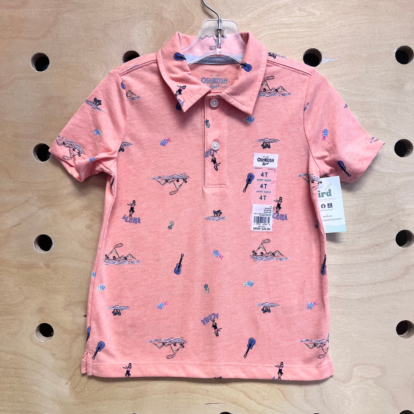 Orange Aloha/Volcano Button Up NEW!