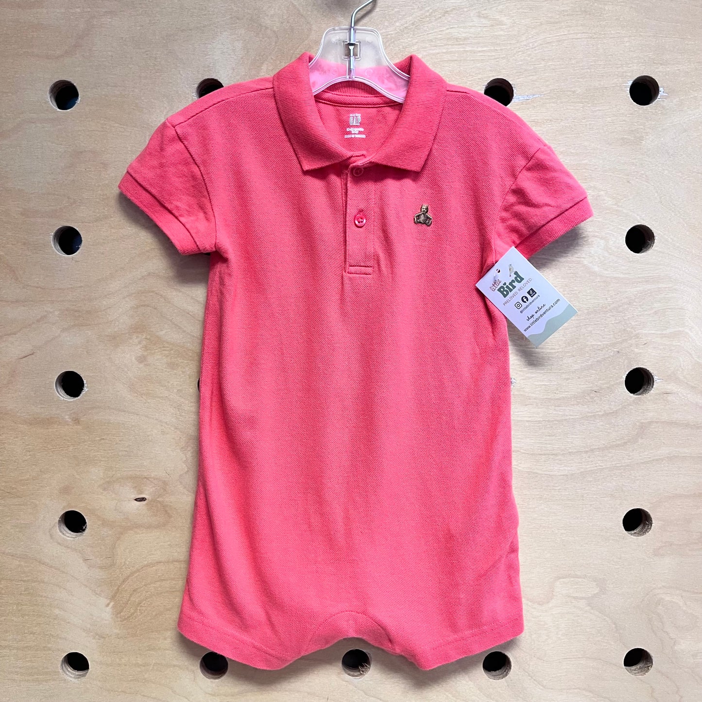 Coral Embroider Bear Romper