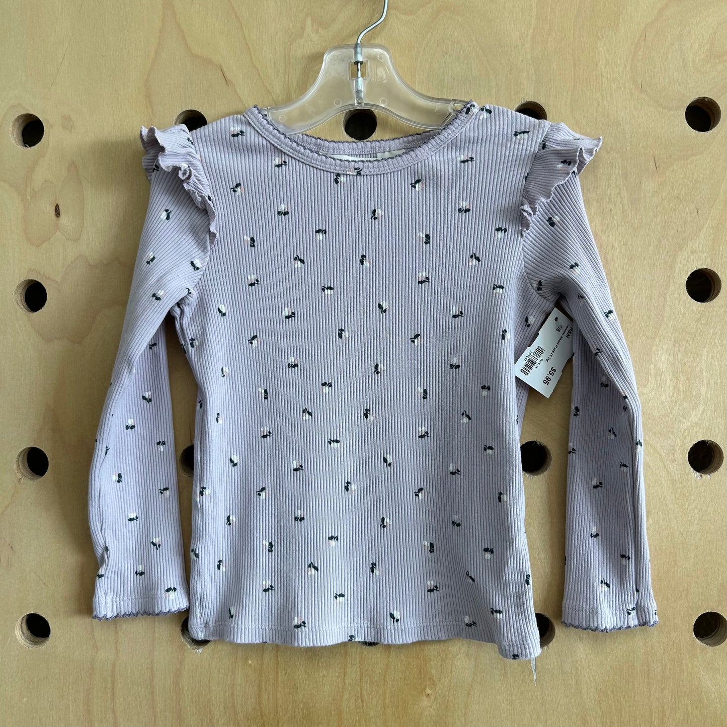 Lavender Ribbed FLoral LS Top