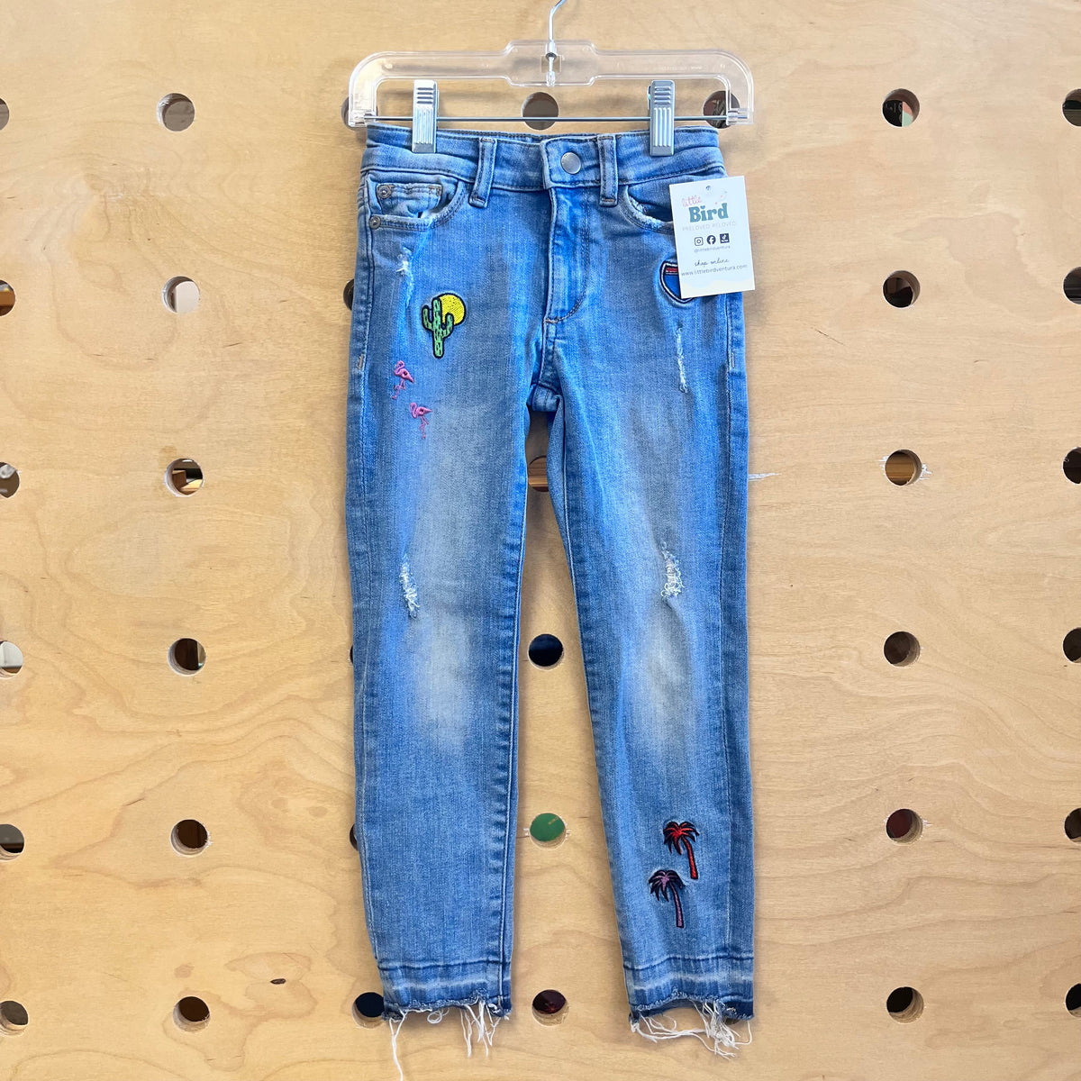 Cactus/Flamingos Patches Stretchy Denim