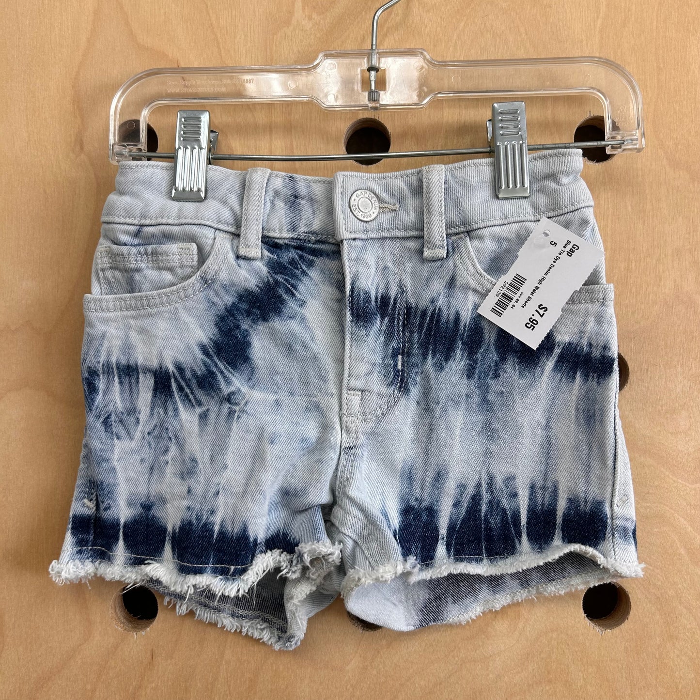 Blue Tie Dye Denim High Waist Shorts