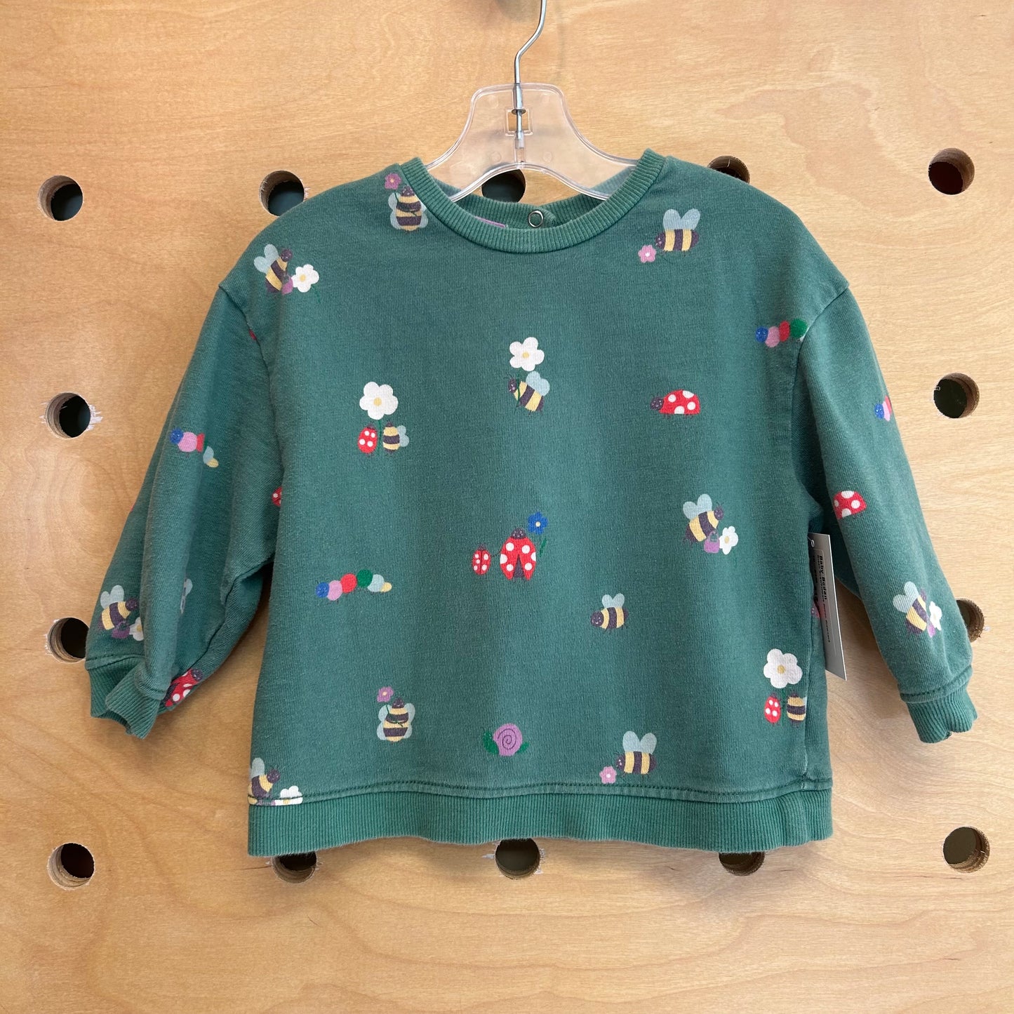 Green Bugs/Flowers Cotton Crewneck