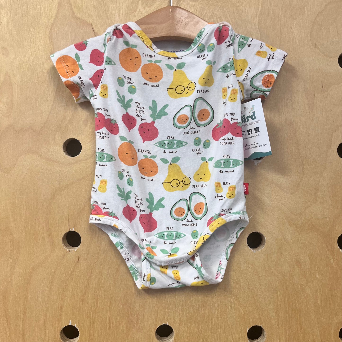 White Fruit & Veggies Organic Modal Bodysuit