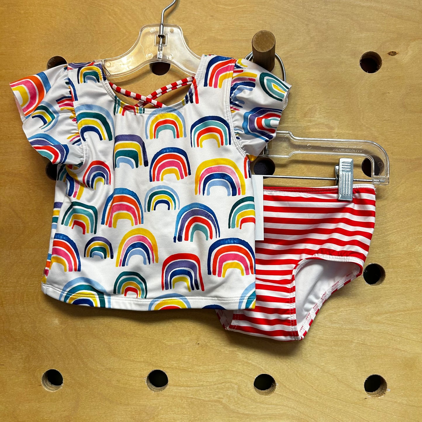 White Rainbows/Striped 2pc Swimsuit