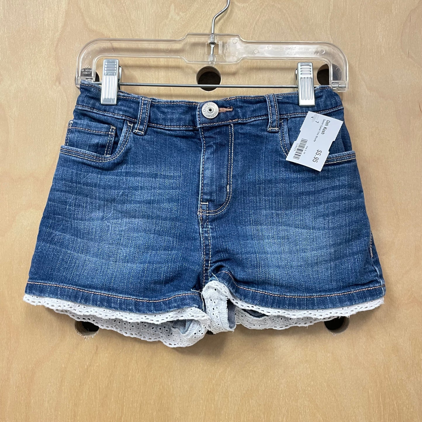 Denim Eyelet Trim Shorts