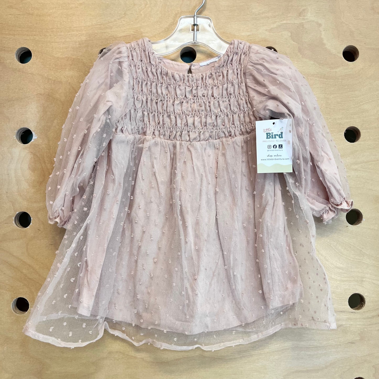 Dusty Pink Swiss Dot Tulle Dress