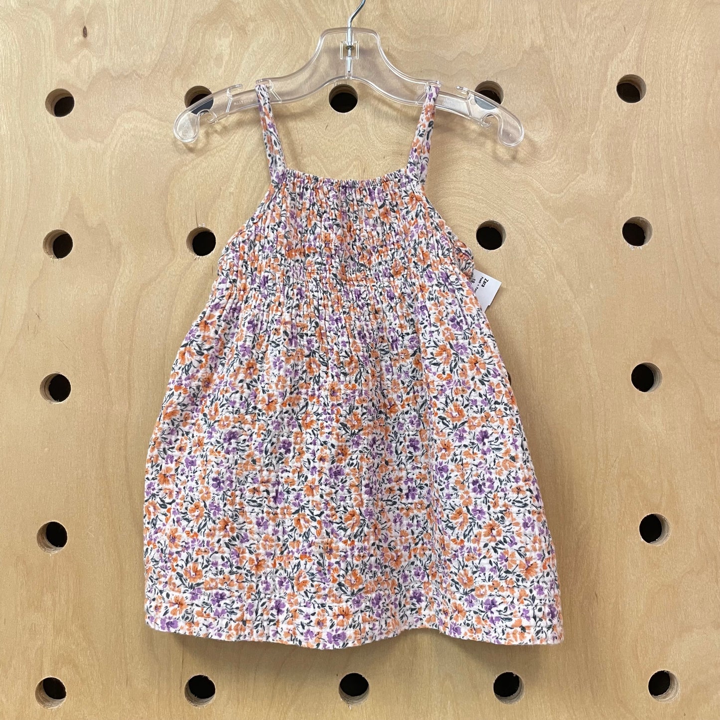 Peach + Purple Floral Smocked Dress