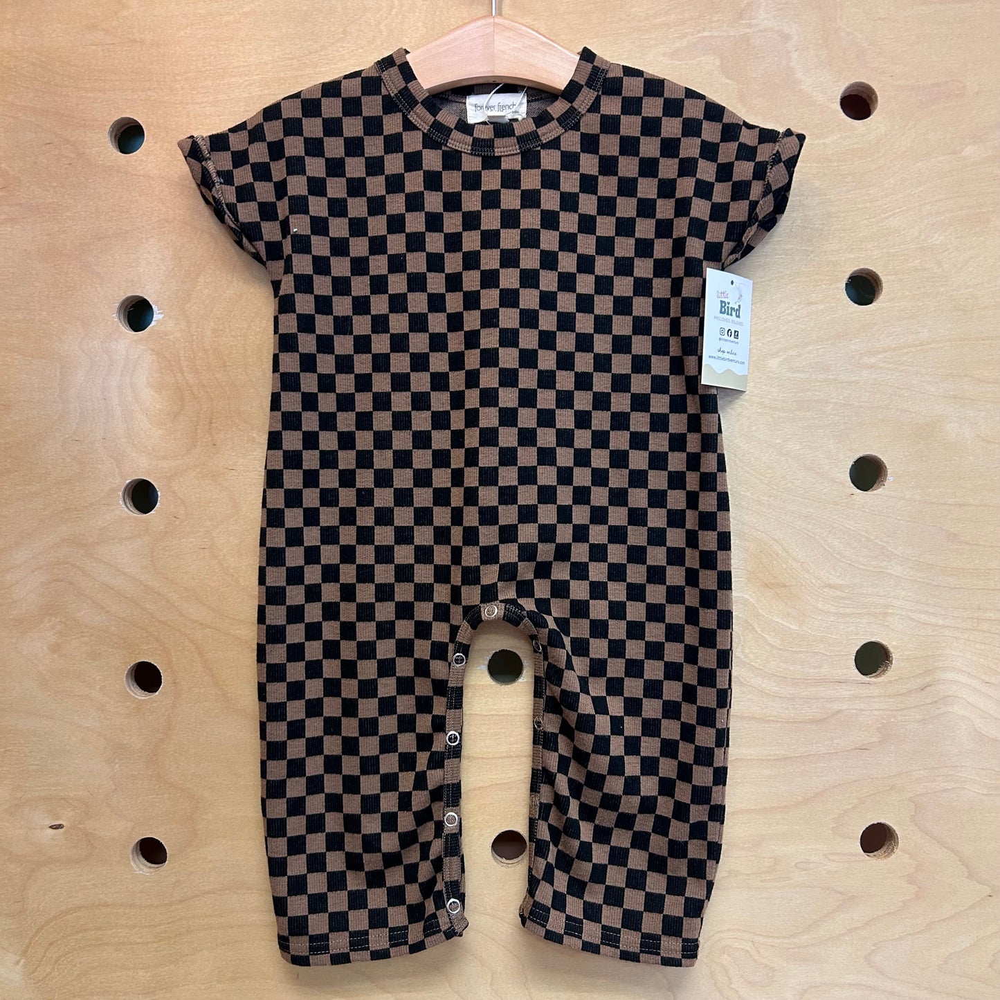 Black/Brown Checkerboard Romper