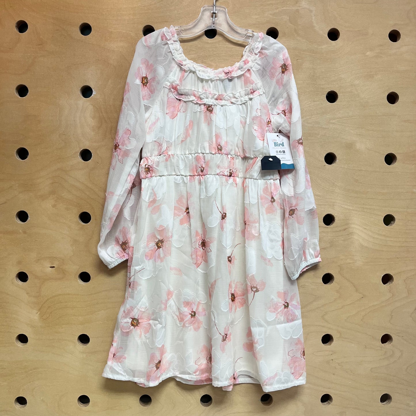 White/Pink Floral Sheer Dress NEW!