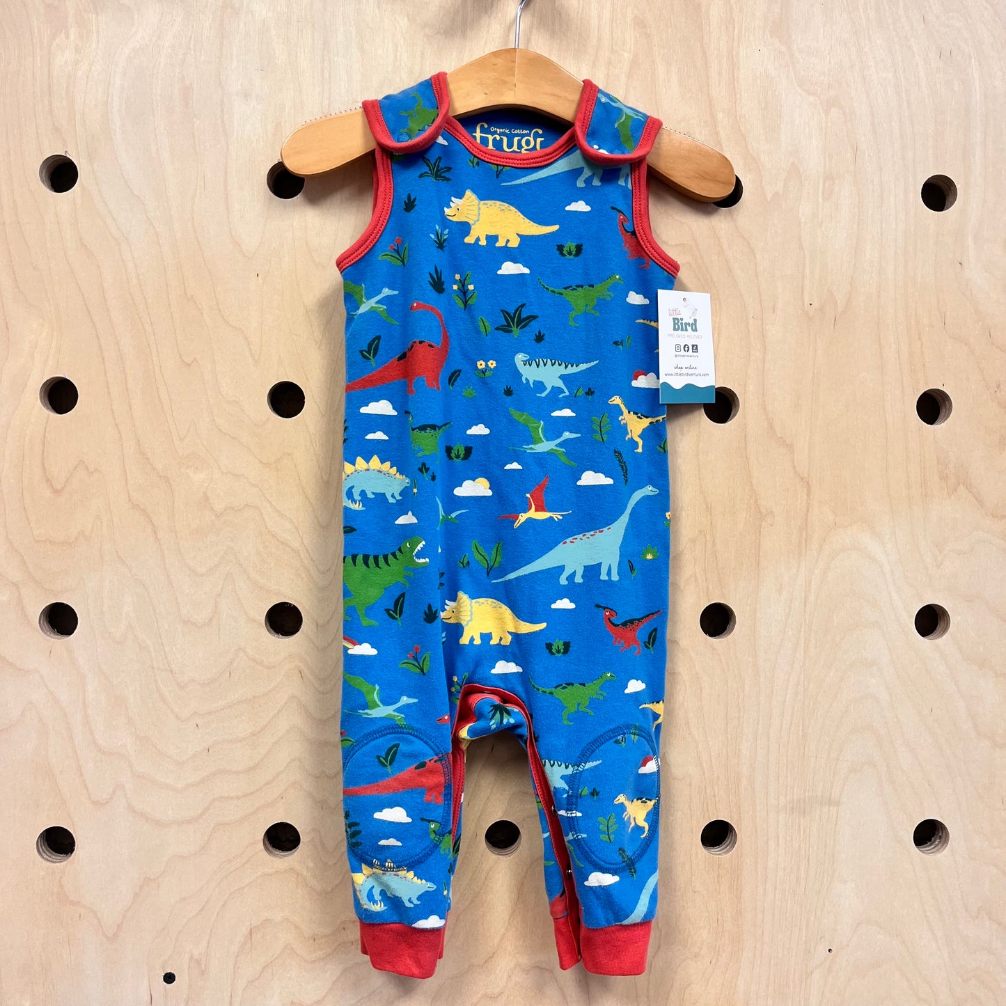 Organic Blue Dinos Romper