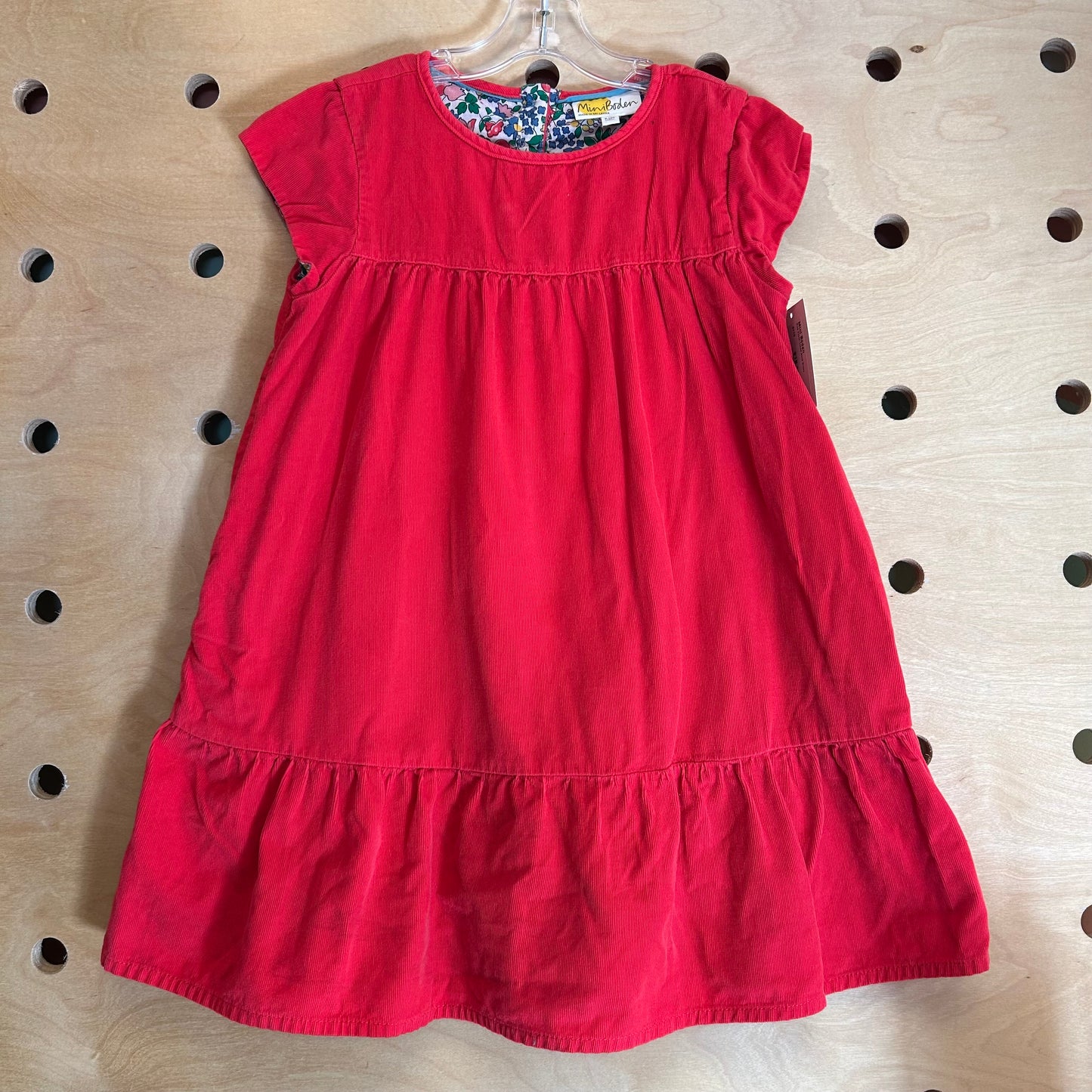 Red Floral Lined Cord Dress