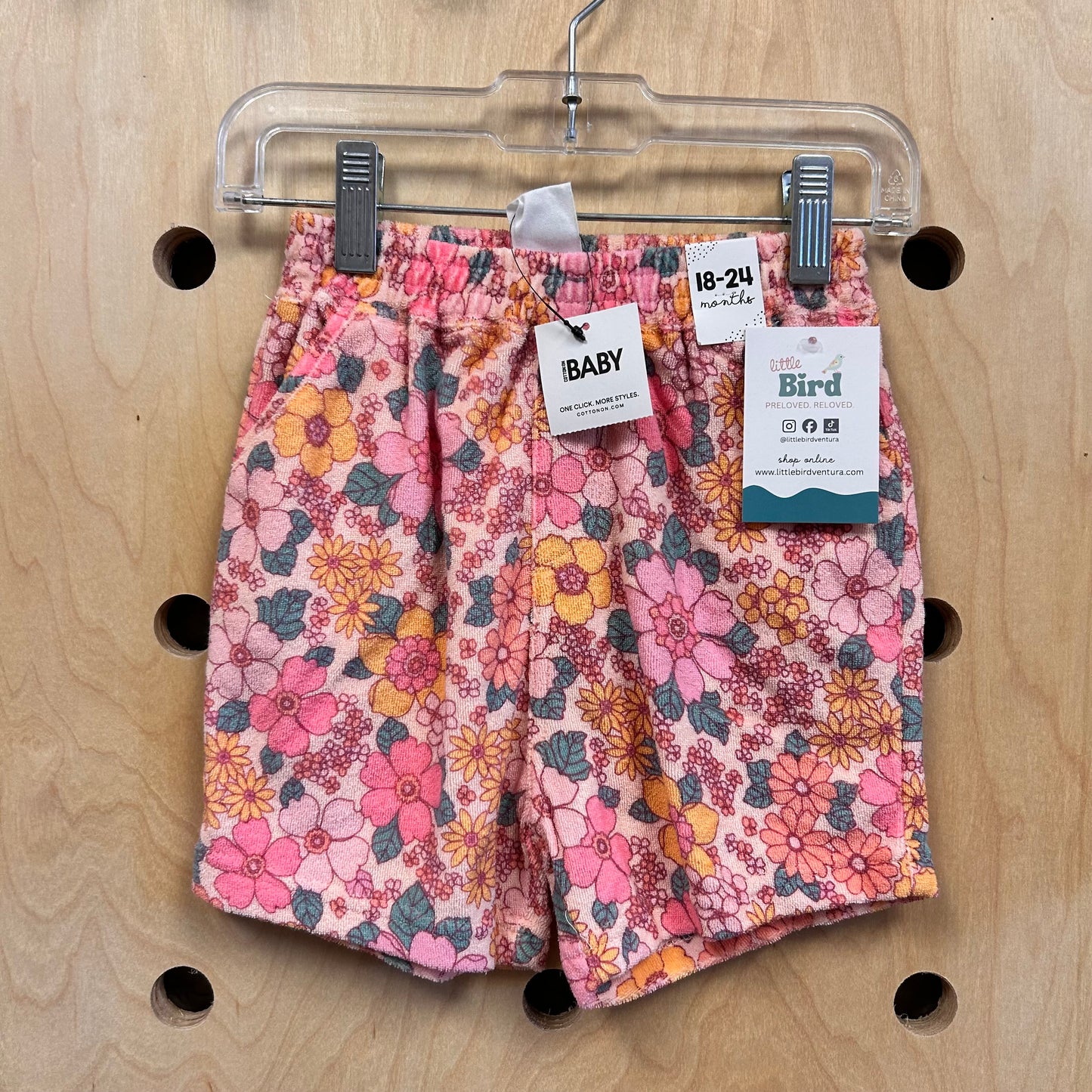 Peach Bronte Floral Terry Shorts NEW!