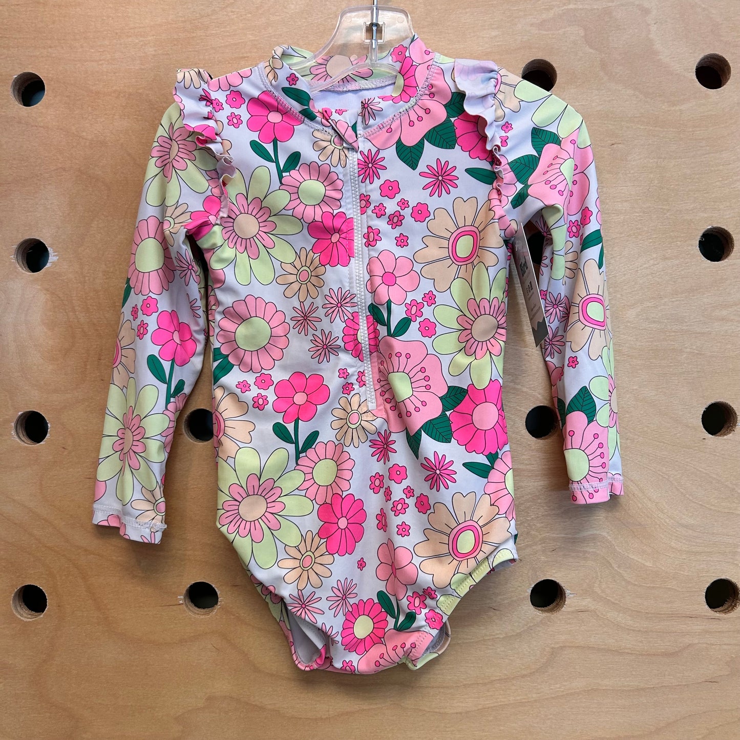 Beige Floral Swimsuit