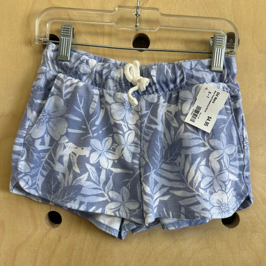 Blue Floral Drawstring Shorts