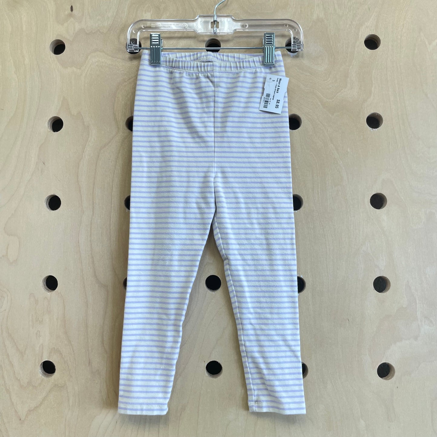 Cream + Purple Striped Leggings