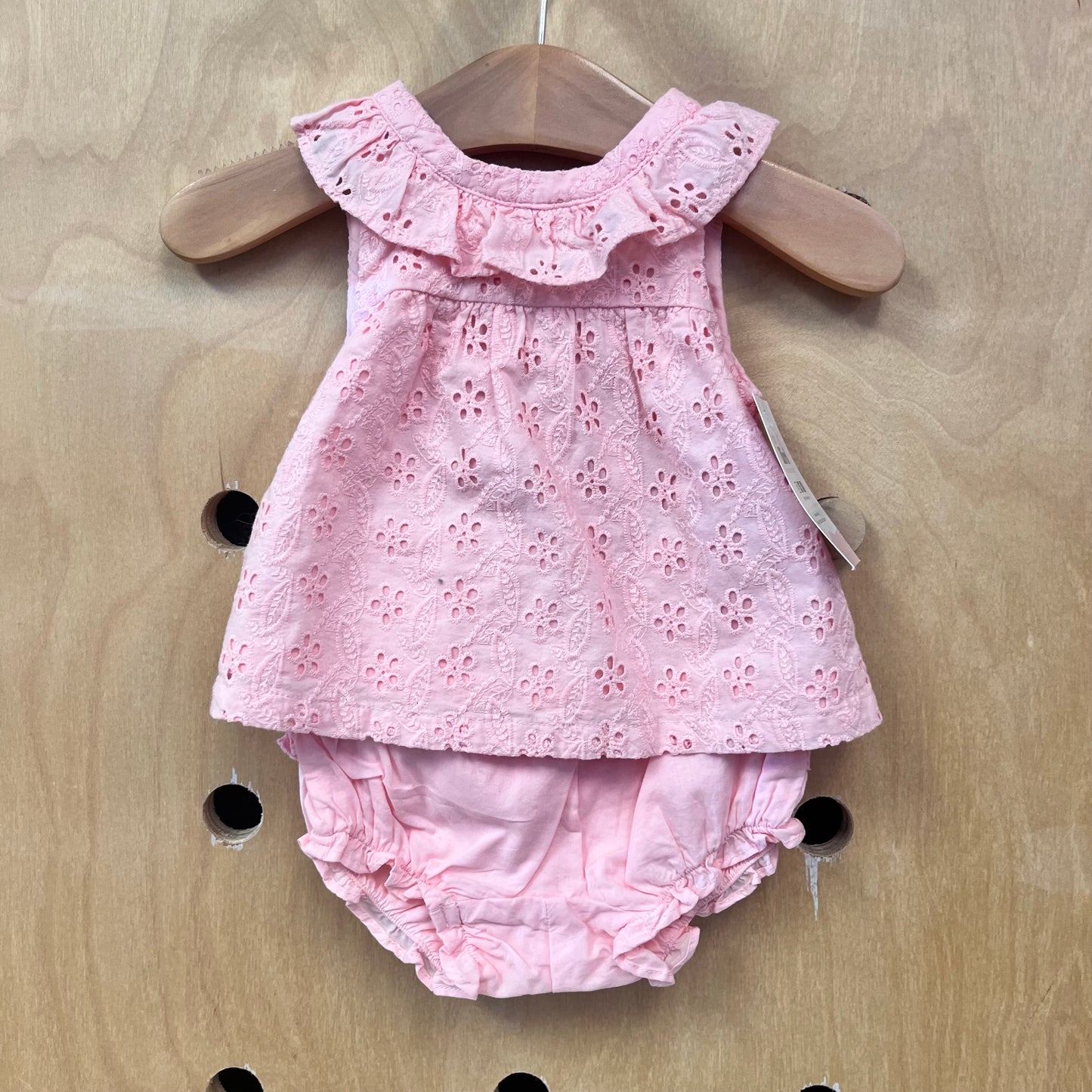 Pinky Peach Eyelet Romper