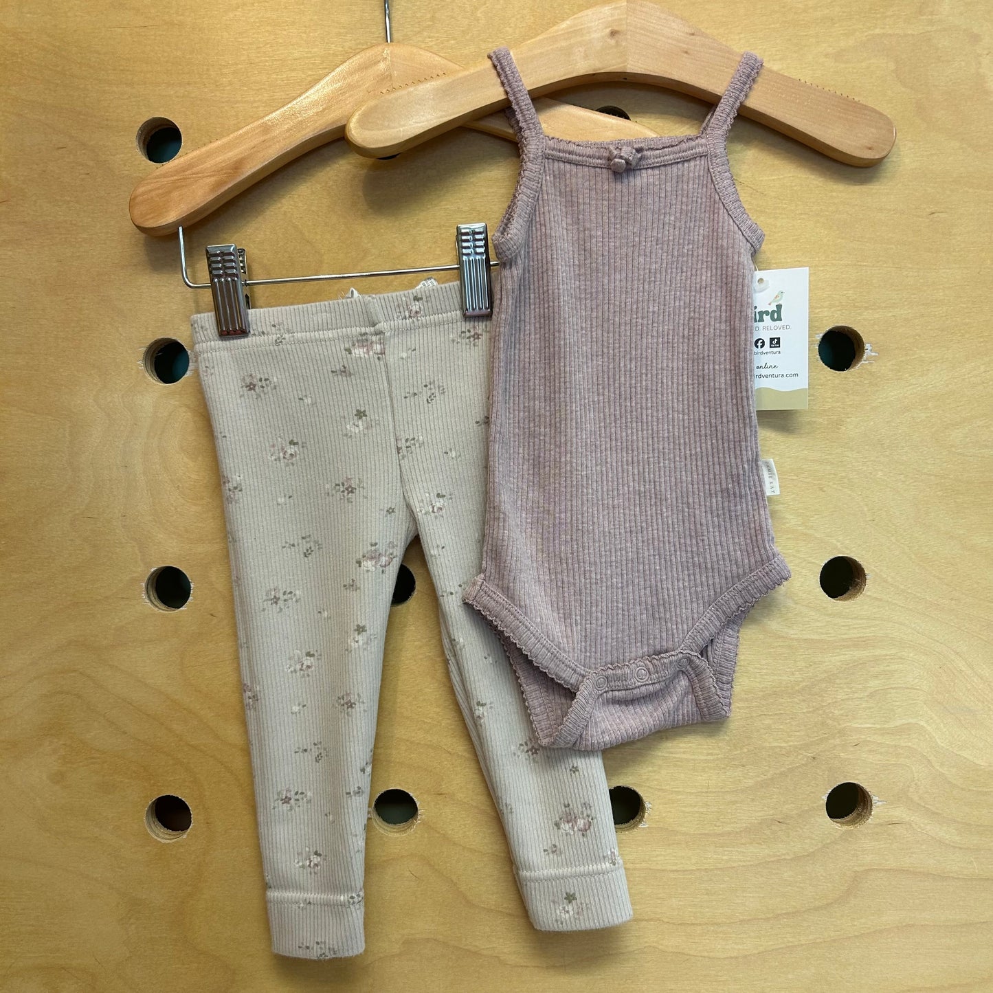 Purple/Floral Ribbed Cotton Outfit