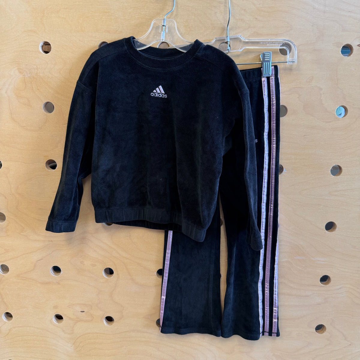 Black/Pink Embroider Logo Velour Outfit