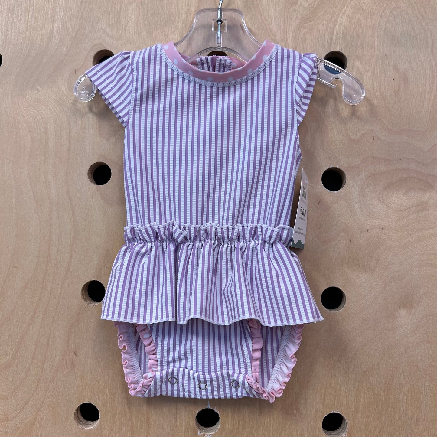 Purple Striped Bow Back Swimsuit