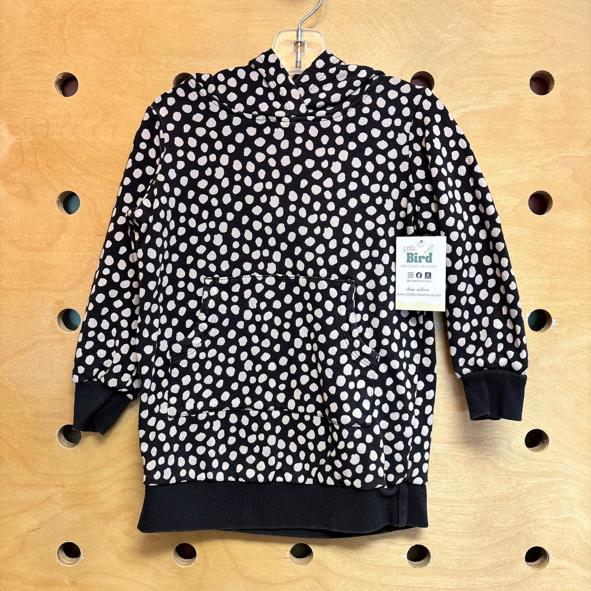 Black/Cream Polka Dot Hoodie