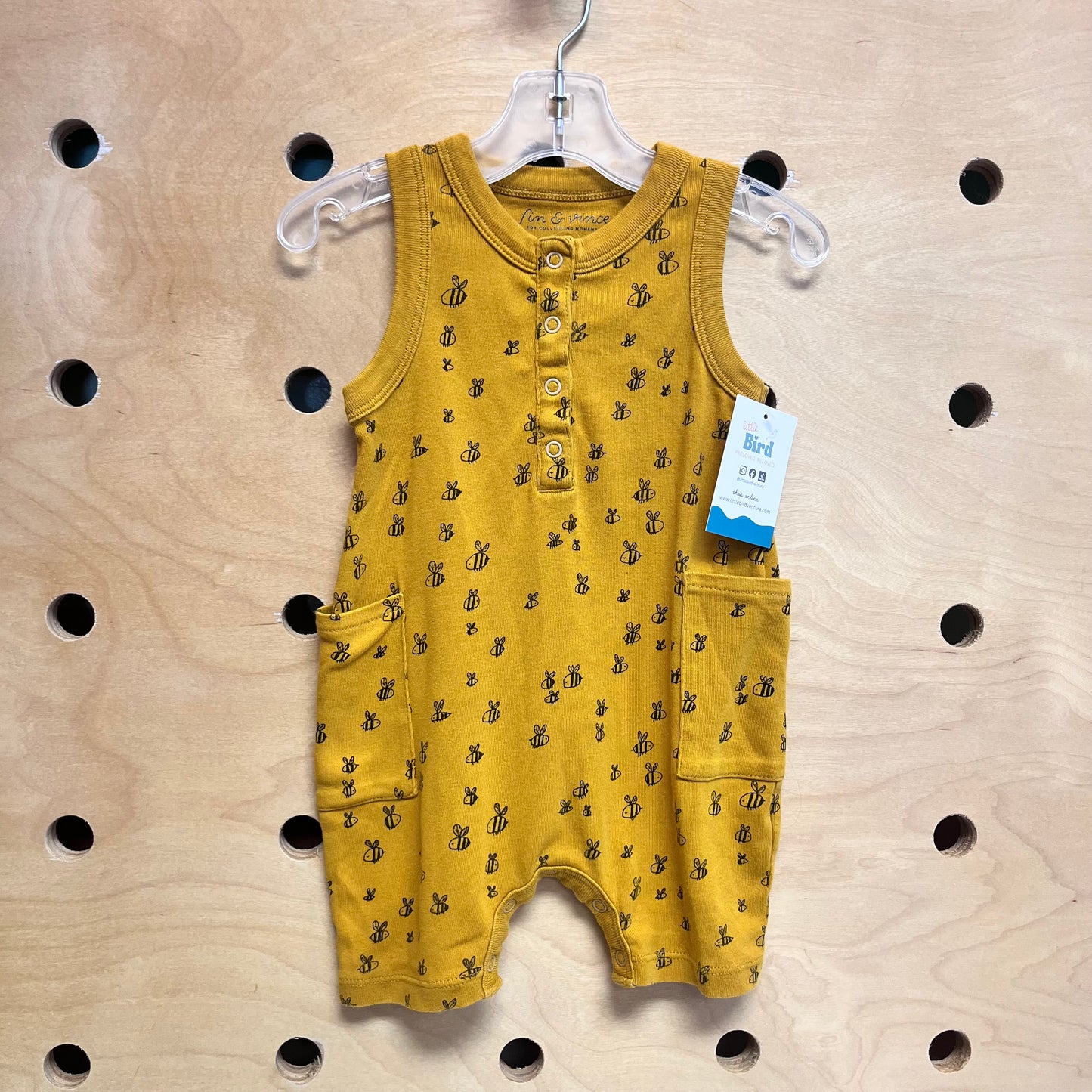 Mustard Bumble Bees Pocket Romper