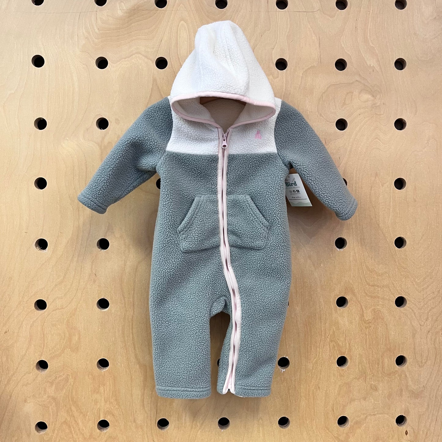Green/White Fleece Hooded Romper