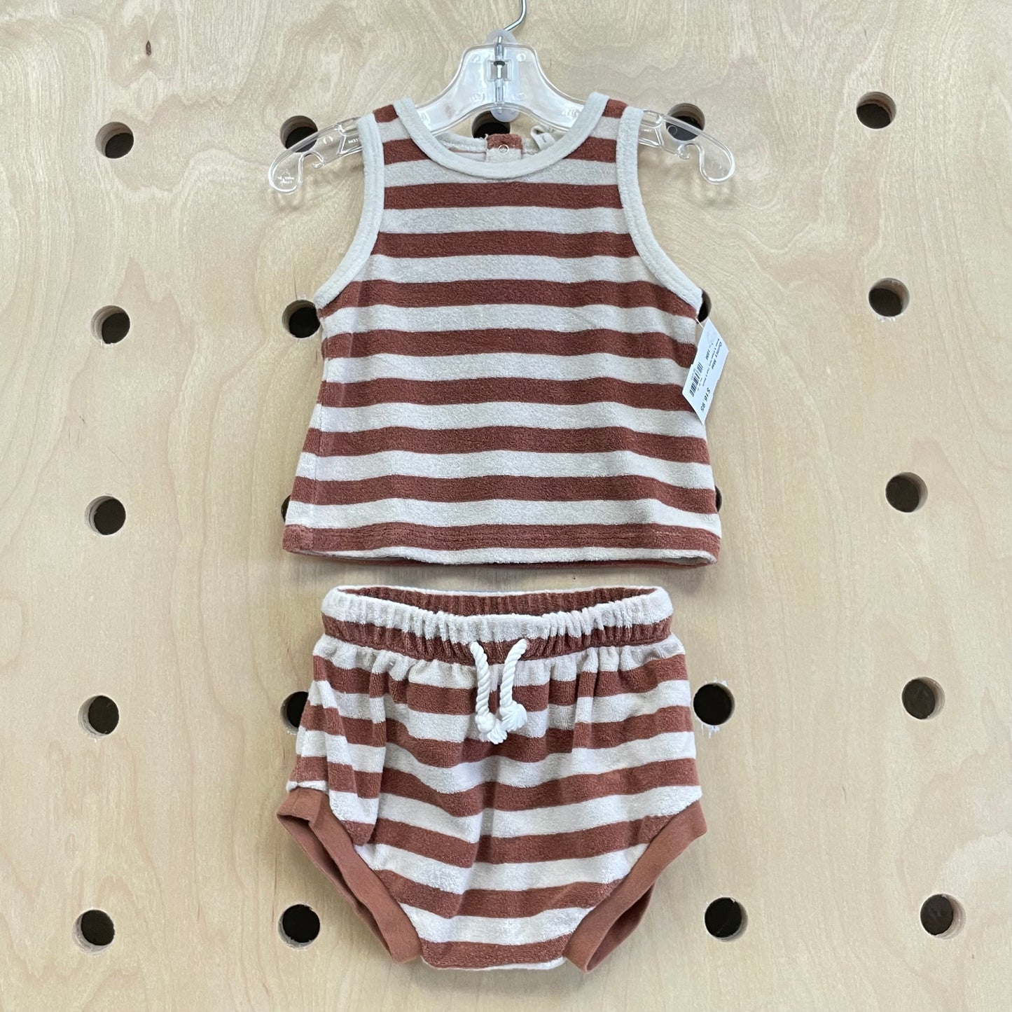 Brown & Cream terry Tank & Shorts