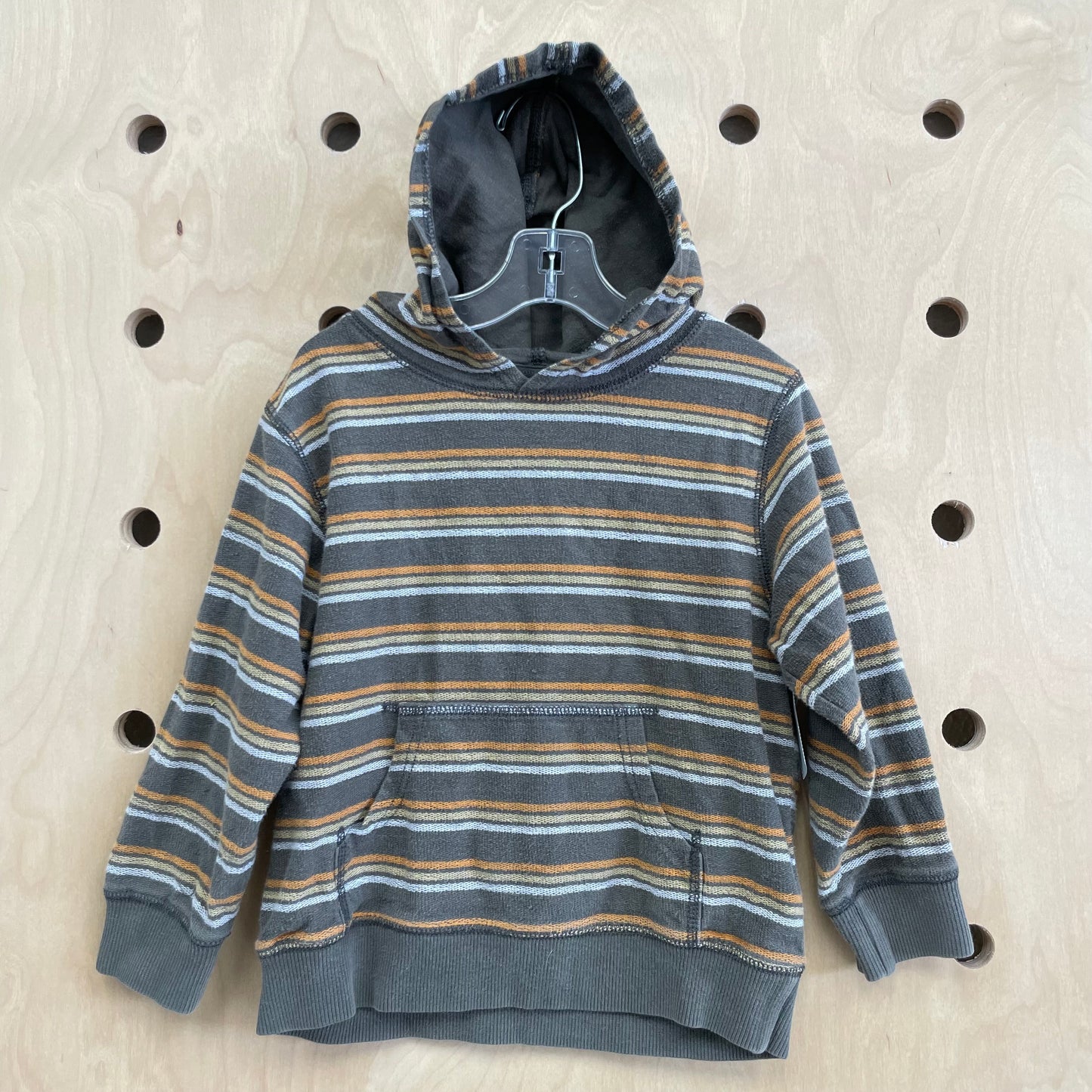Green & Orange Striped Hoodie Pullover
