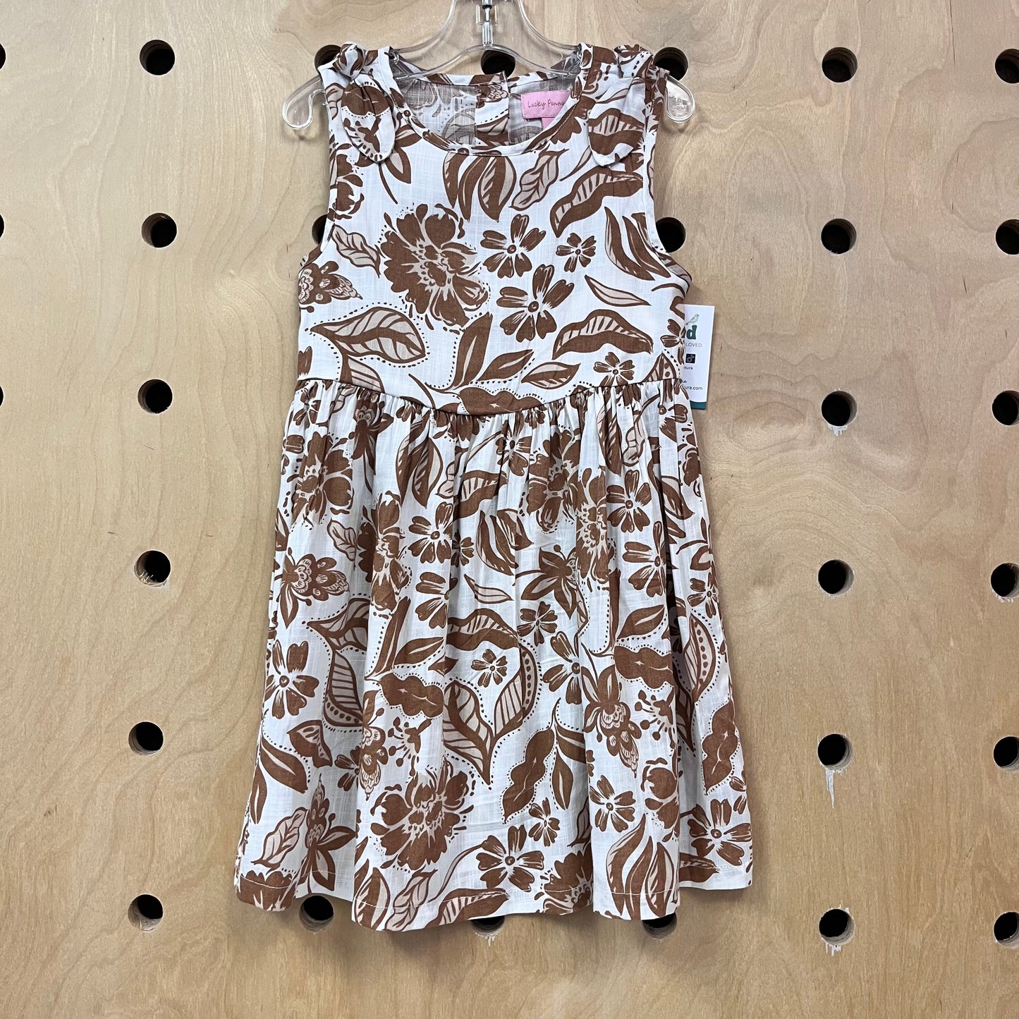 White + Brown Floral Dress NEW!