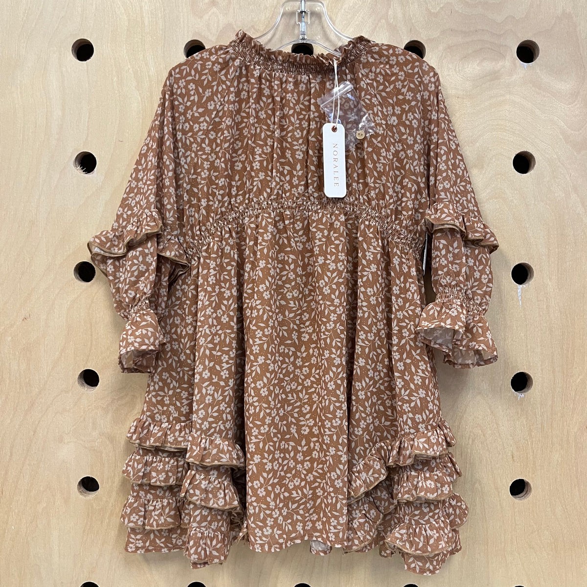 Brown Chiffon Floral Dress NEW!