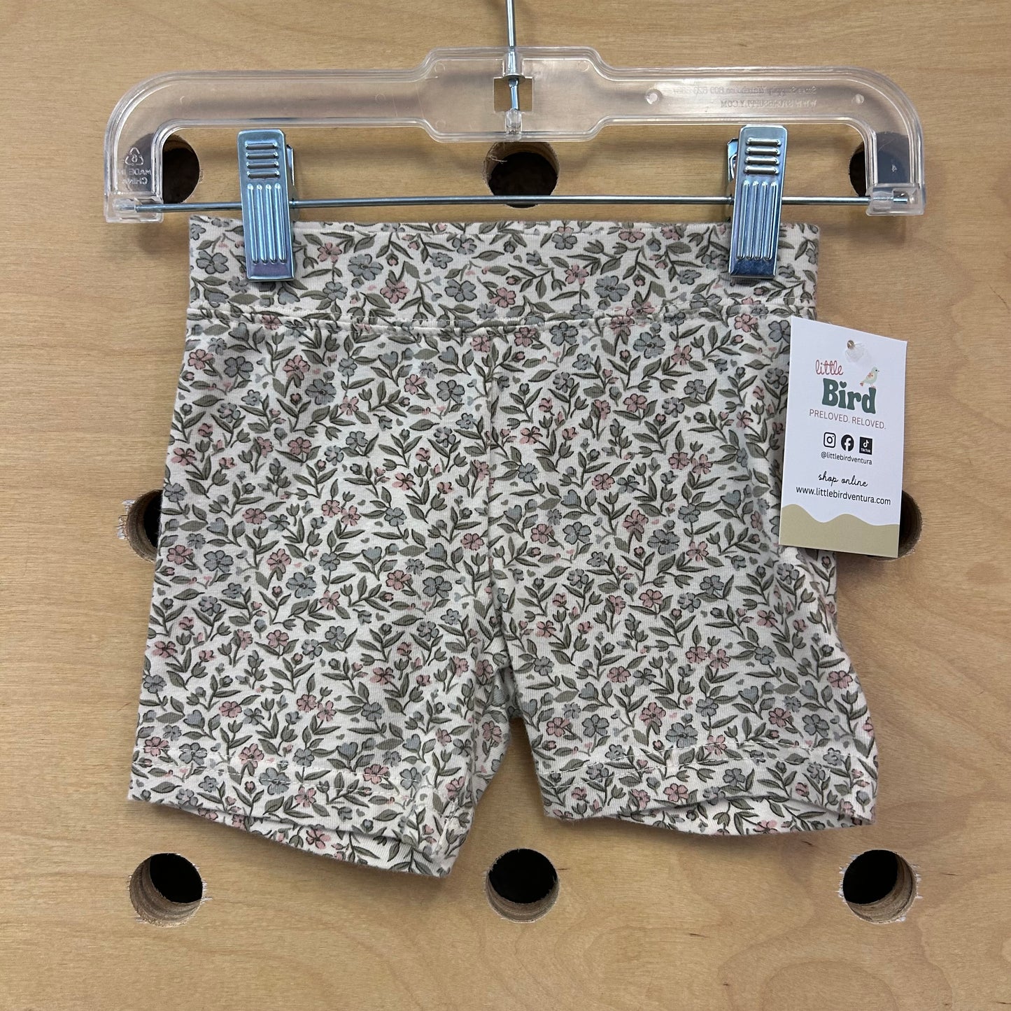 White/Green Floral Soft Shorts