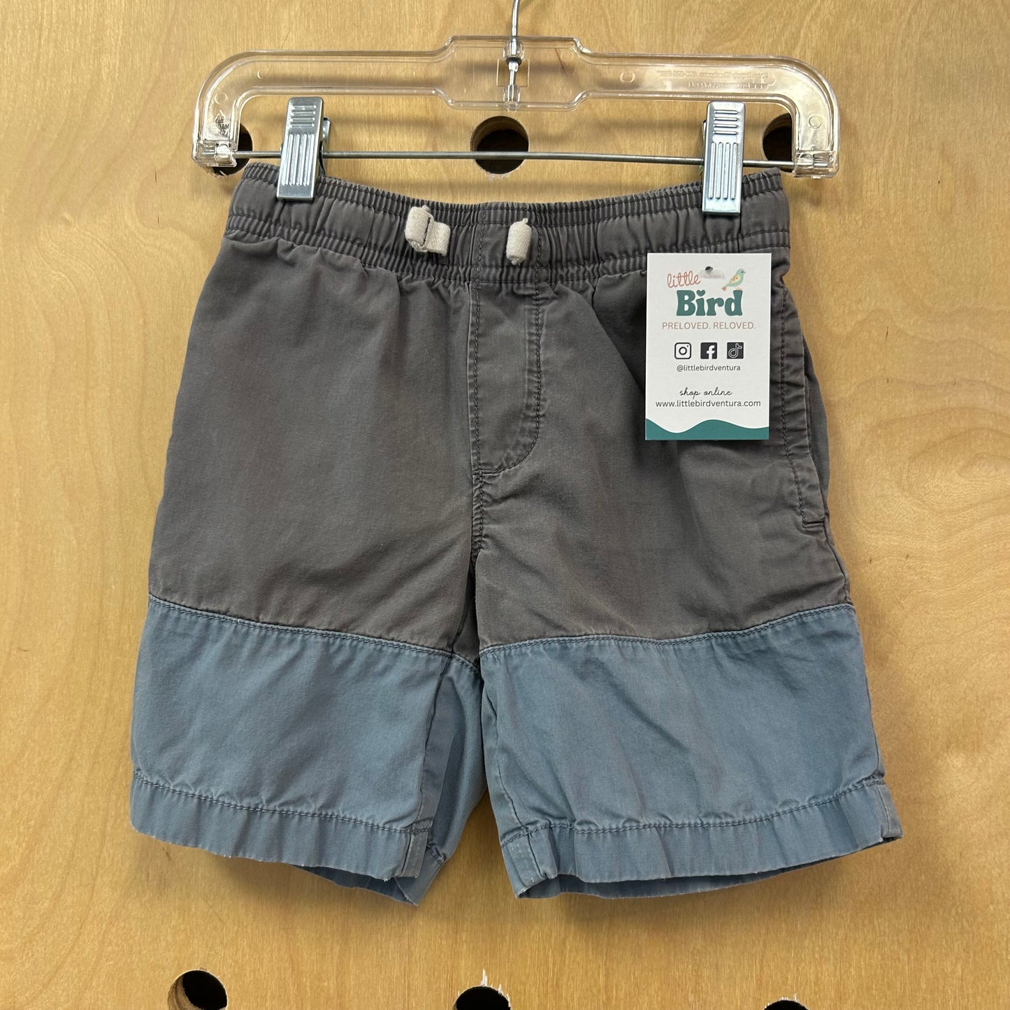 Grey & Blue Drawstring Shorts
