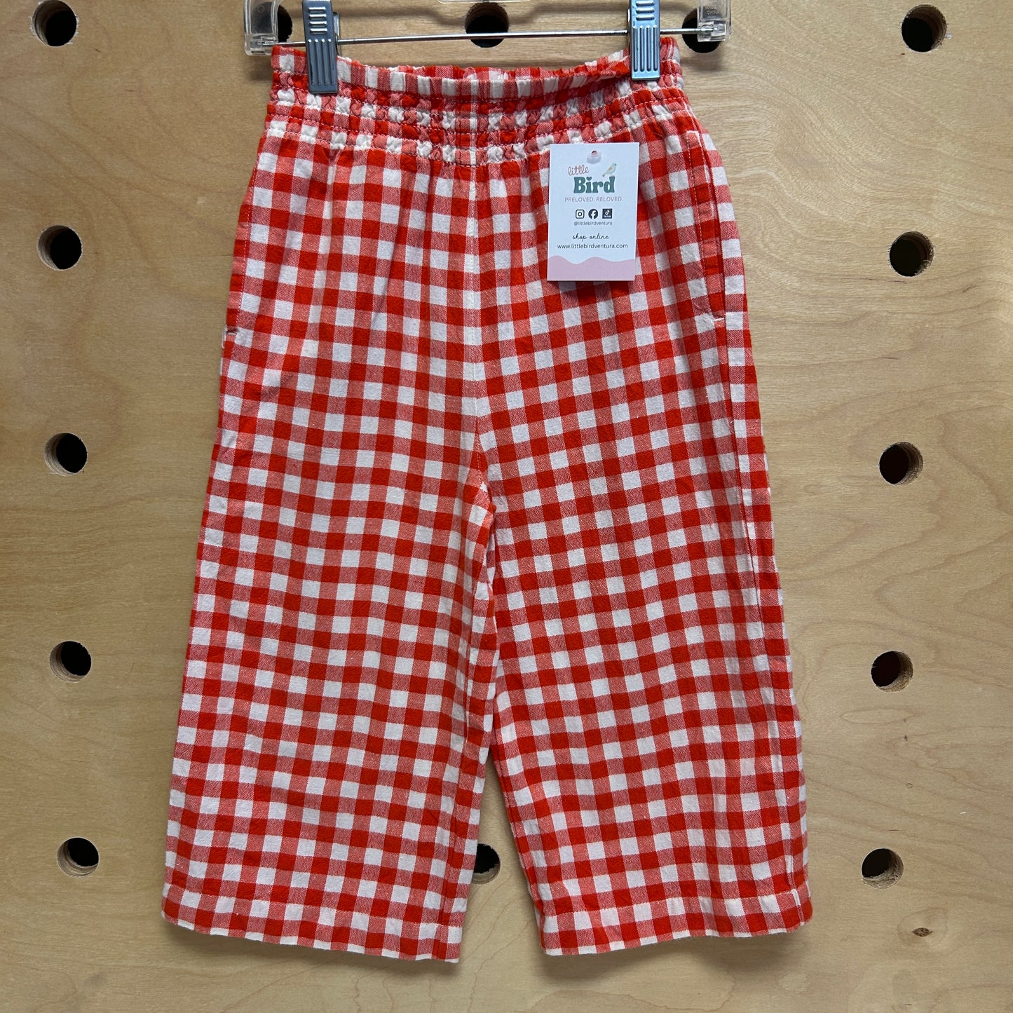 Red/White Gingham Linen Blend Pants