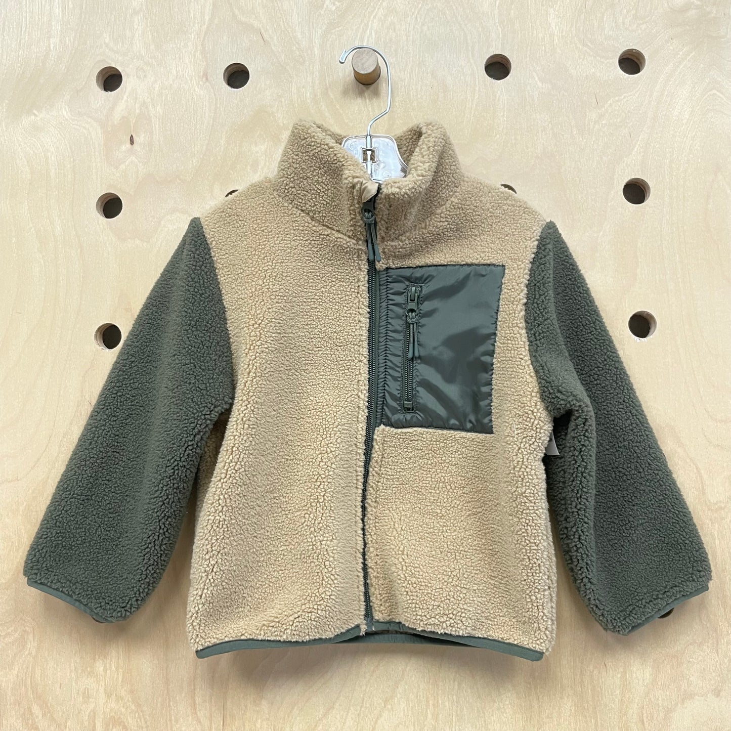 Tan & Green Sherpa Jacket