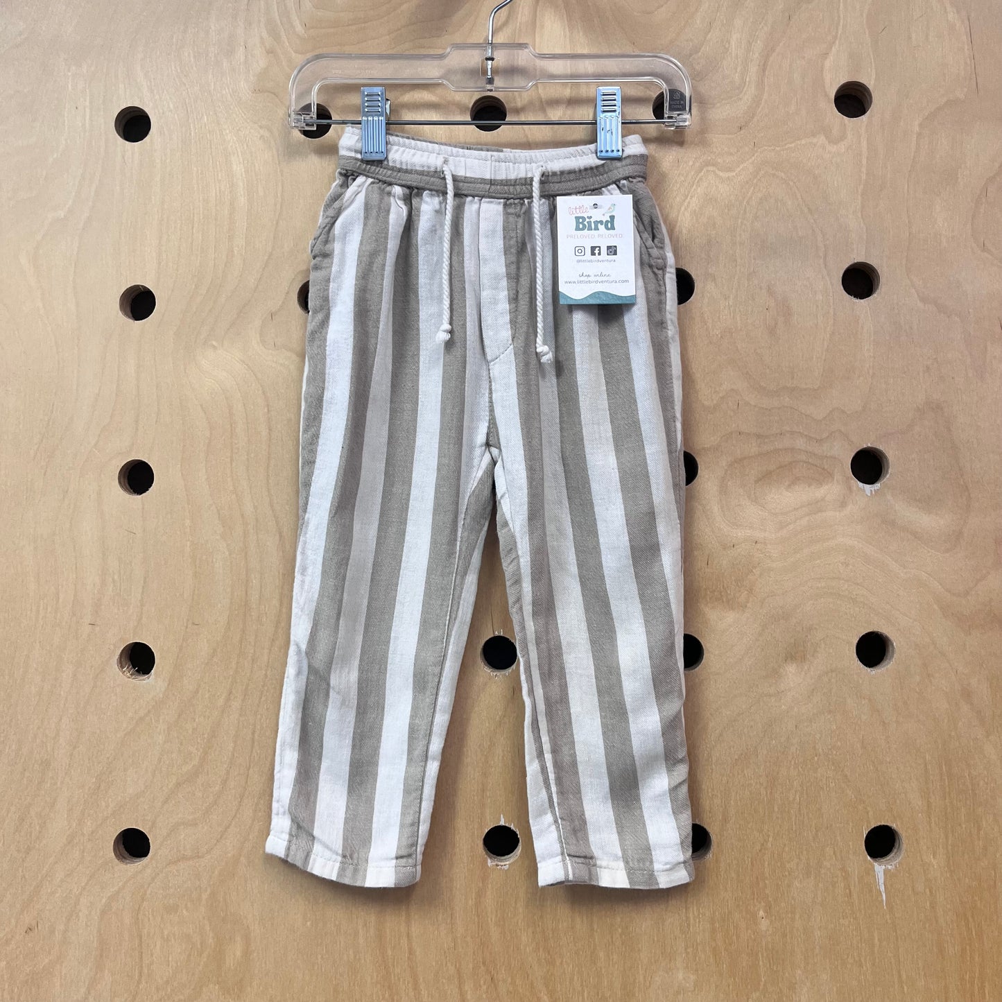 Striped Linen Blend Drawstring Pants