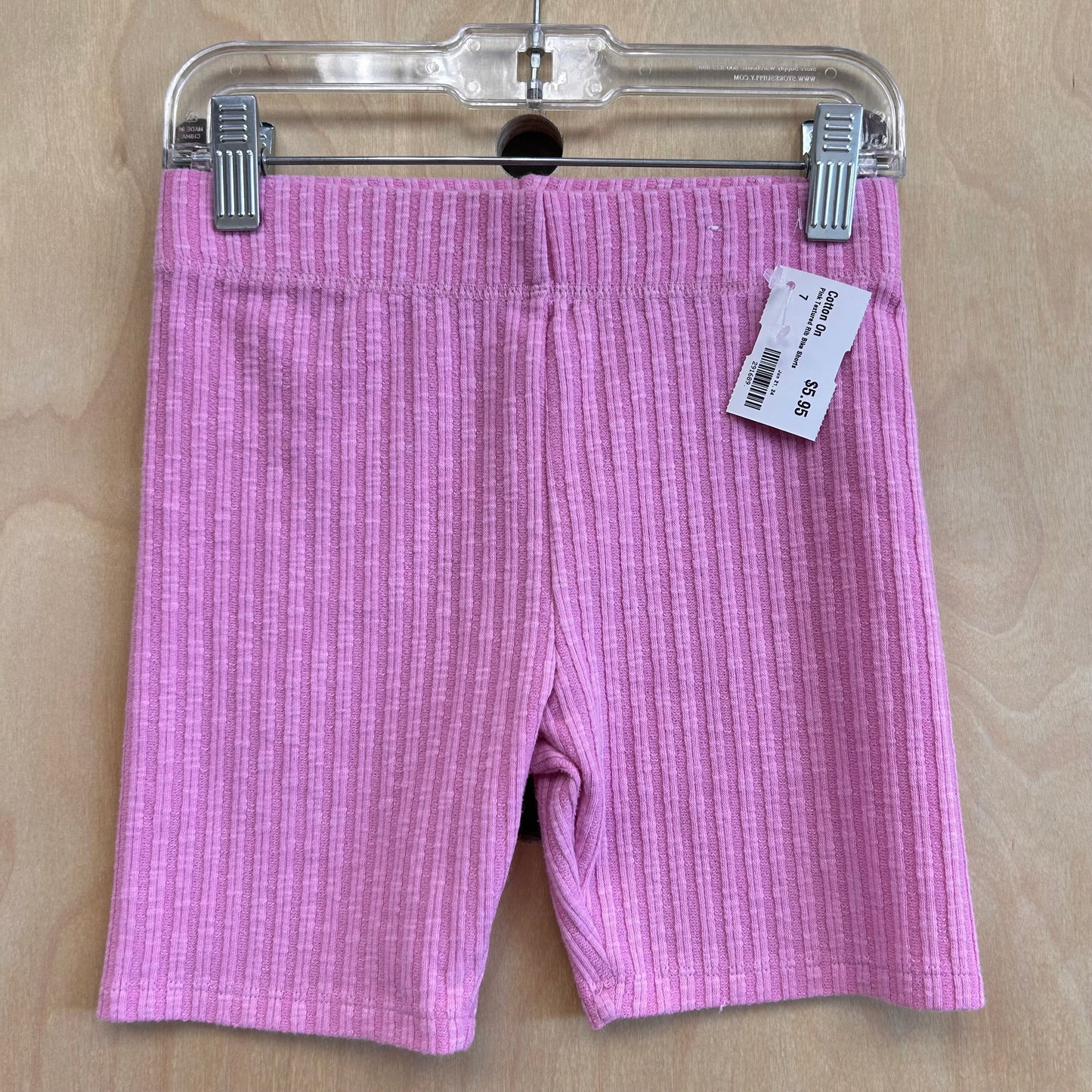 Pink Textured Rib Bike Shorts