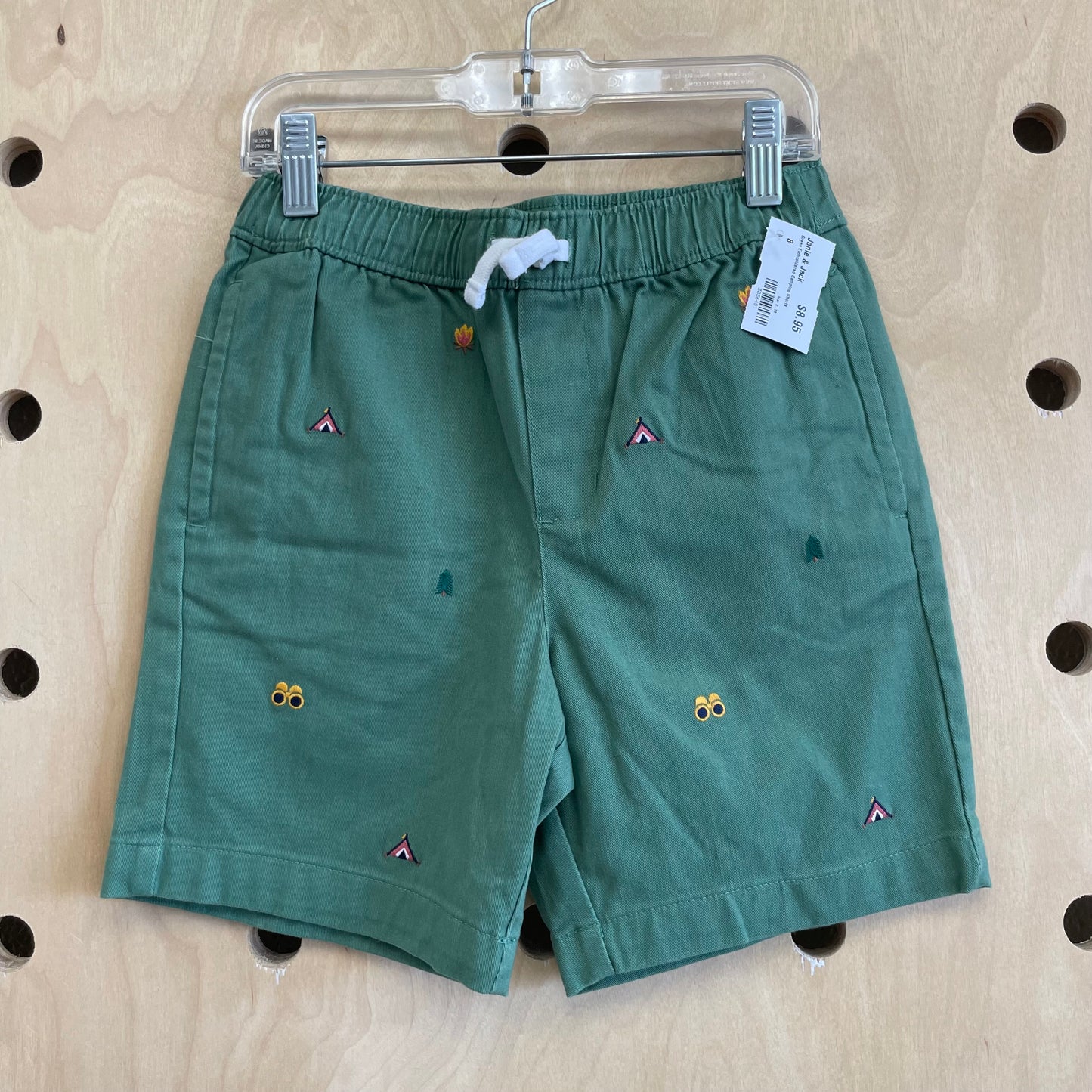 Green Embroidered Camping Shorts