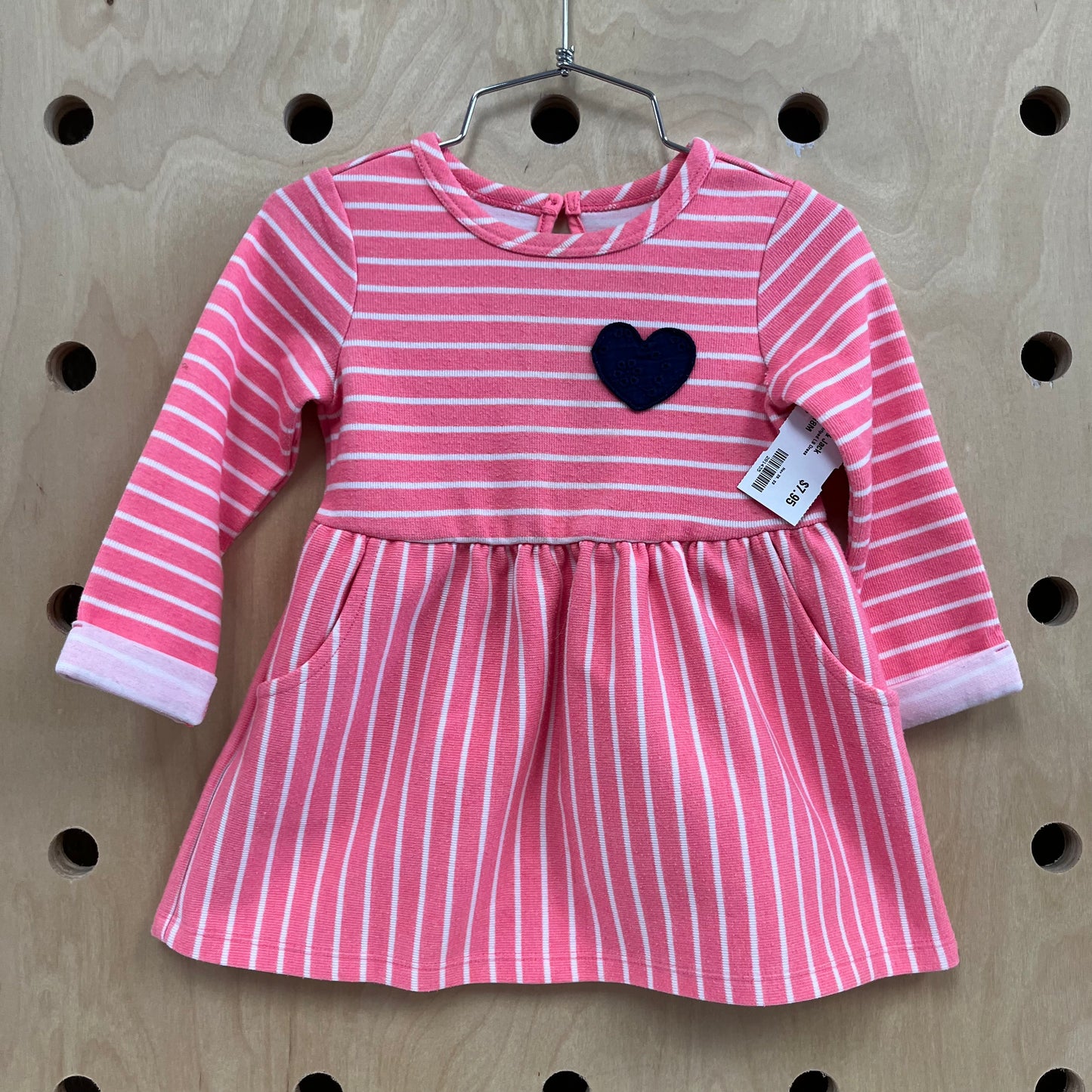 Pink Striped LS Dress