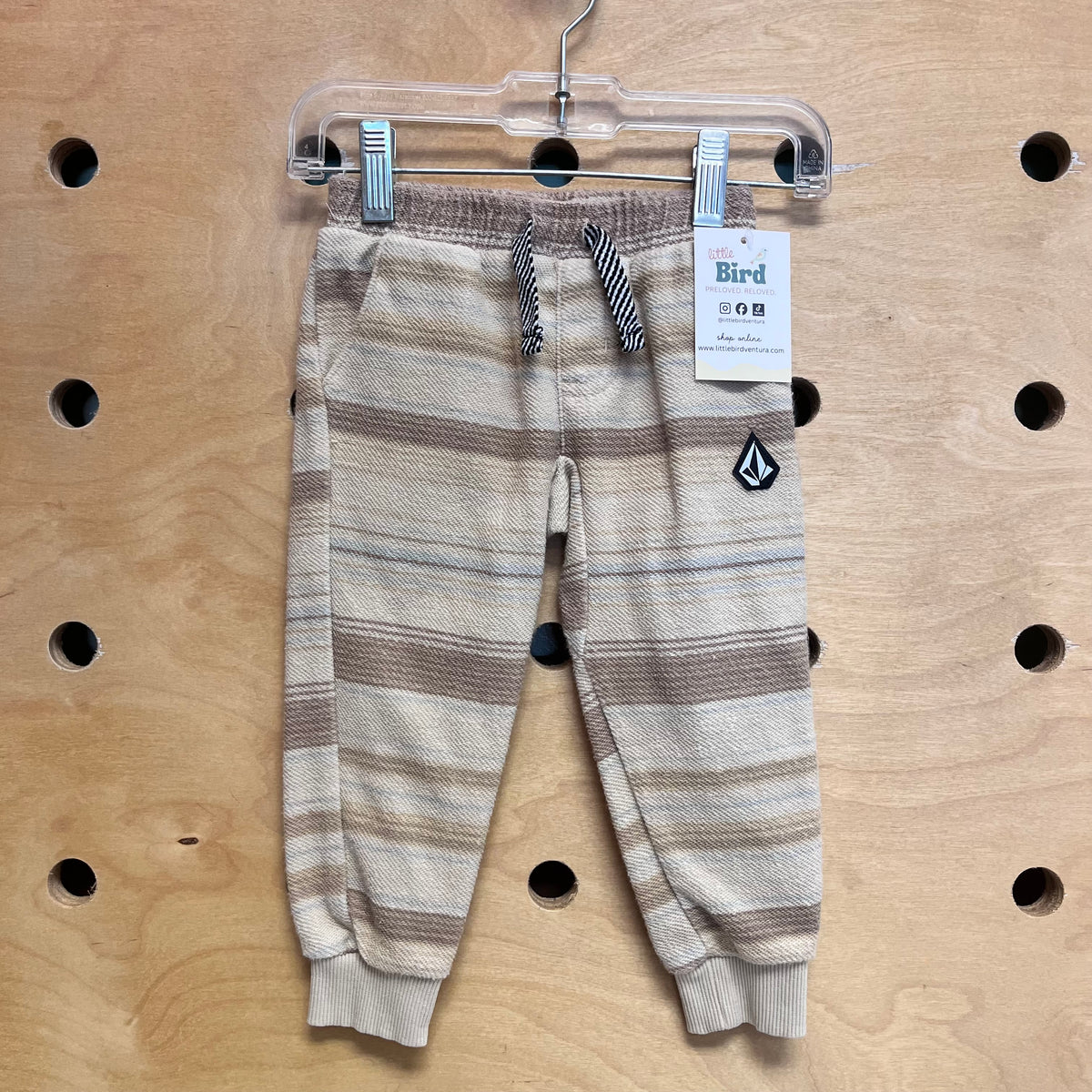 Beige Striped Joggers