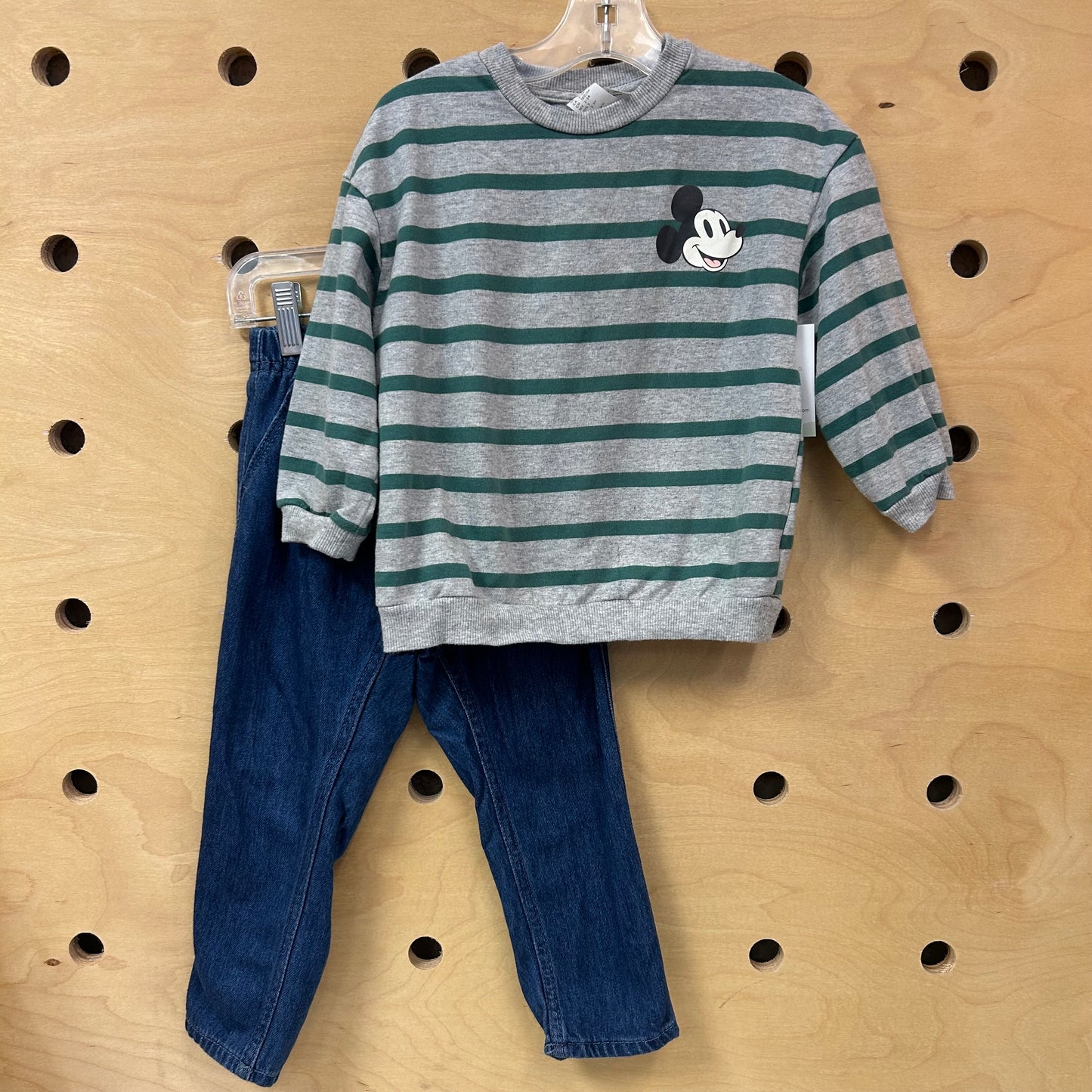 Denim & Striped Mickey Outfit