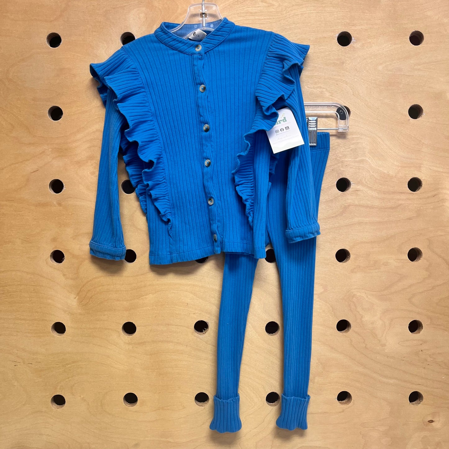 Blue Ribbed Organic Shirt & Leggings