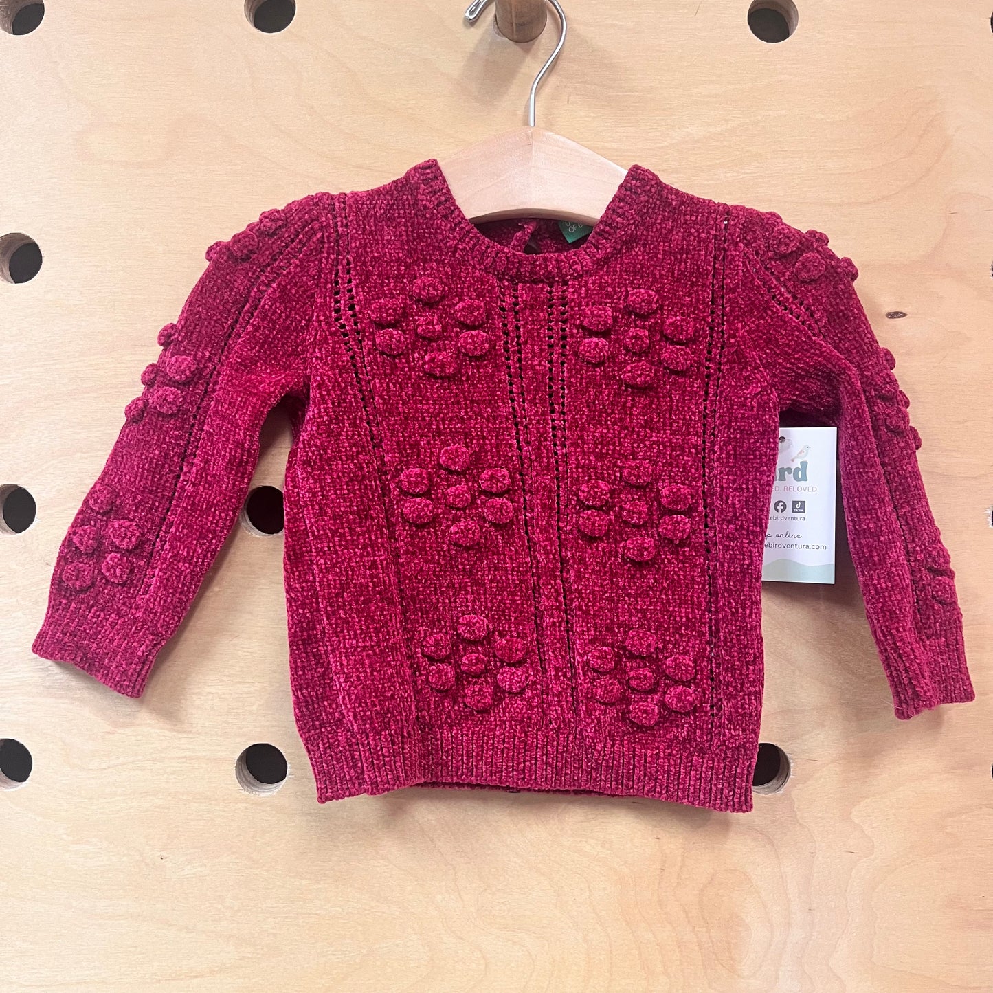 Magenta Pom Velour Sweater
