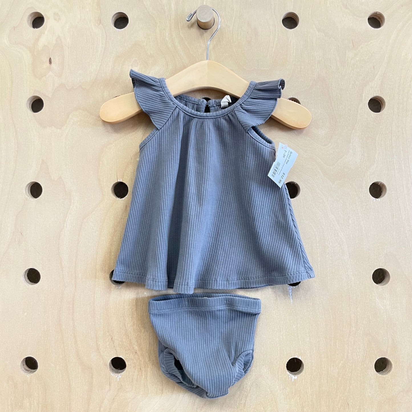 Grey Ribbed Organic Dress w/ Bloomers