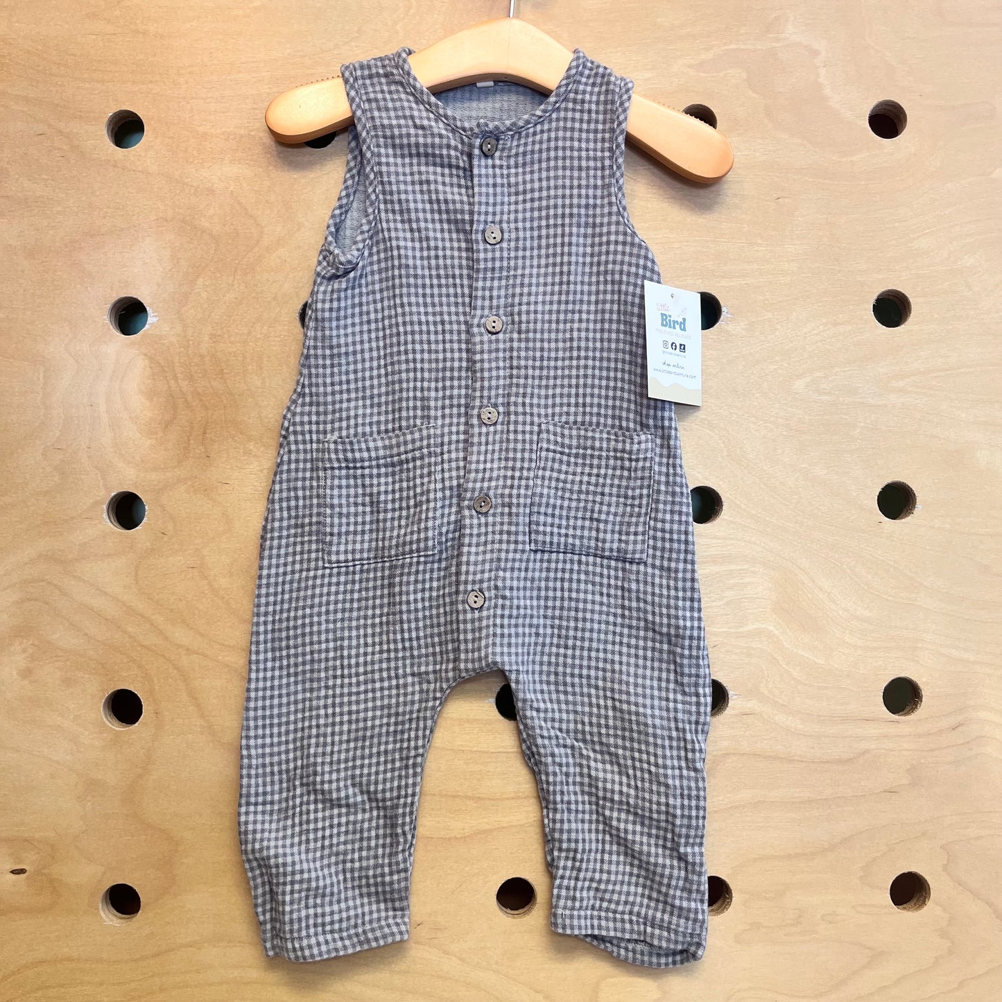 Teal Cotton Gingham Romper